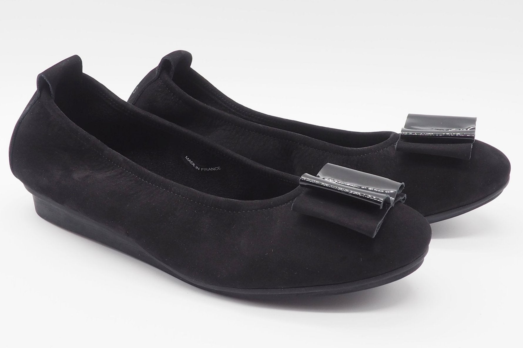 Damen Ballerina aus Nubukleder in Schwarz mit Schleife - Nimini Damen Ballerinas Arche 