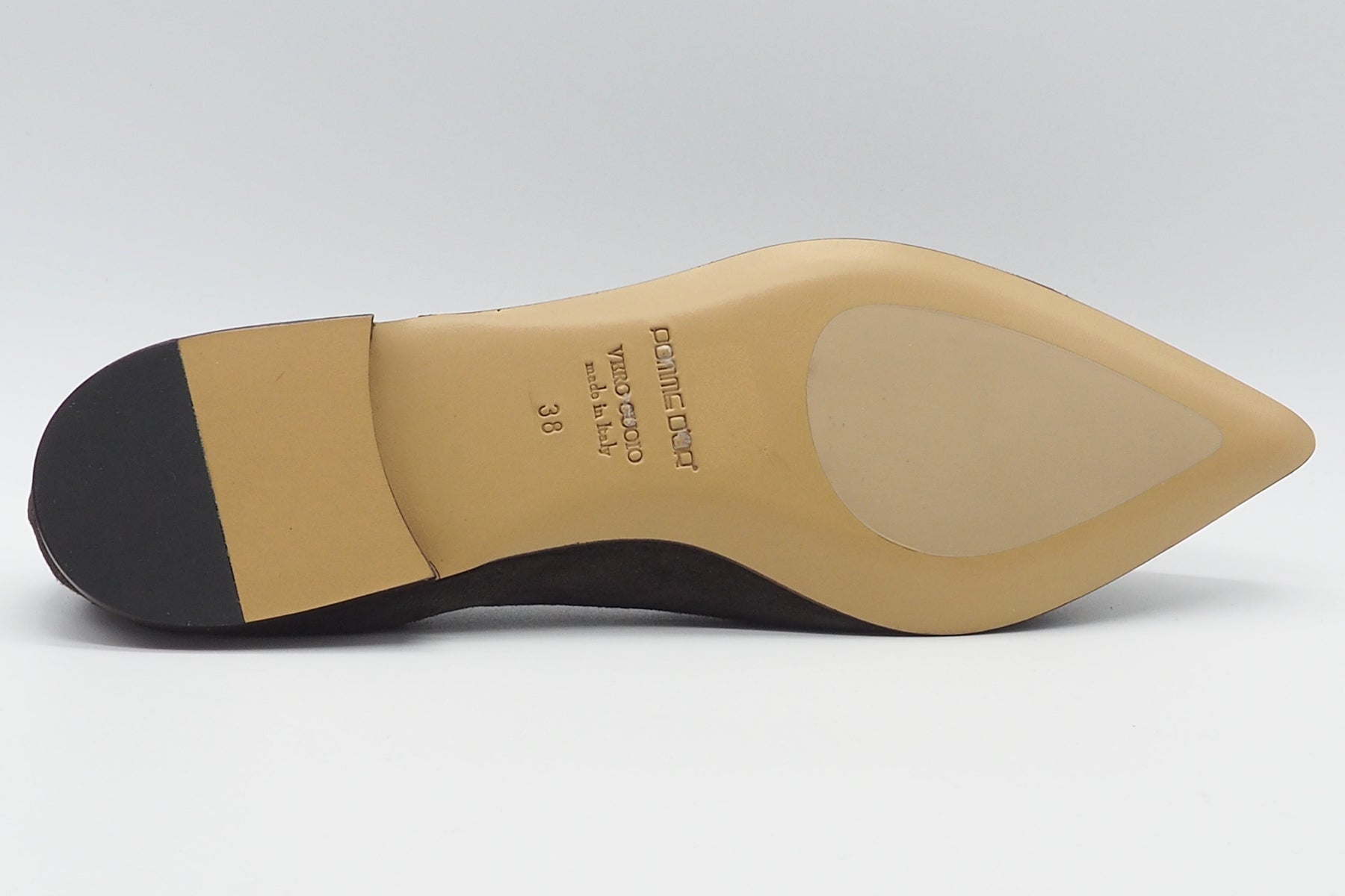 Damen Ballerina aus Velours in Dunkelbraun - spitzer Leisten Damen Ballerinas Pomme D'or 
