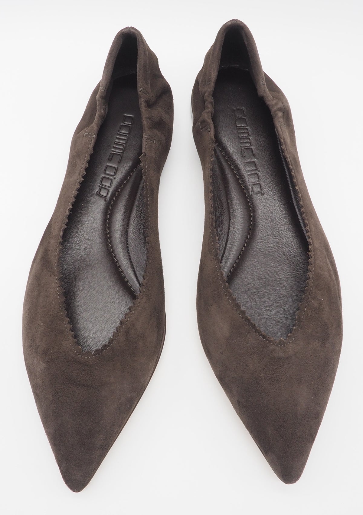 Damen Ballerina aus Velours in Dunkelbraun - spitzer Leisten Damen Ballerinas Pomme D'or 