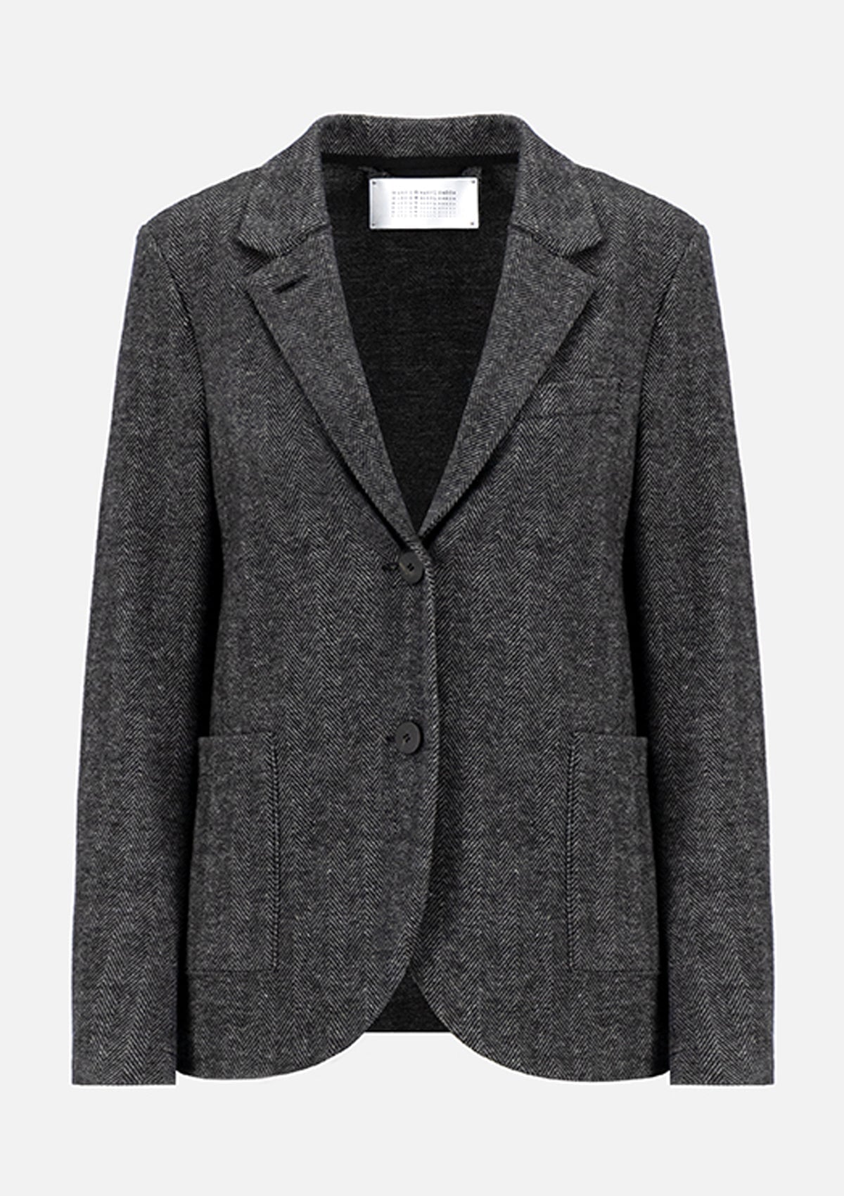 Damen Blazer mit Stehkragen - Fischgrätmuster in Grau & Schwarz Damen Blazer Harris Wharf London 