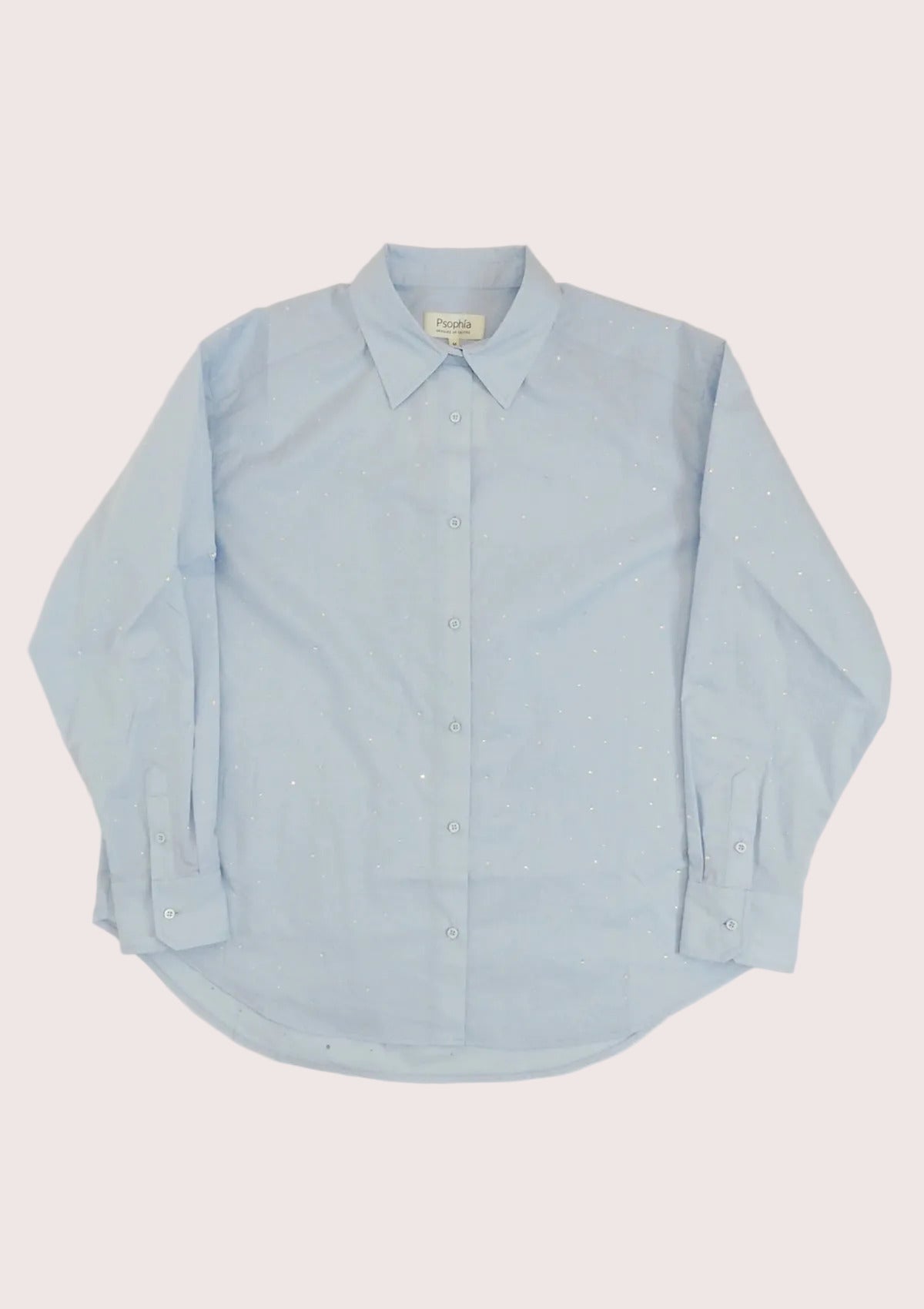Damen Bluse aus Baumwolle mit Strasssteinen in Hellblau Damen Bluse Psophia 