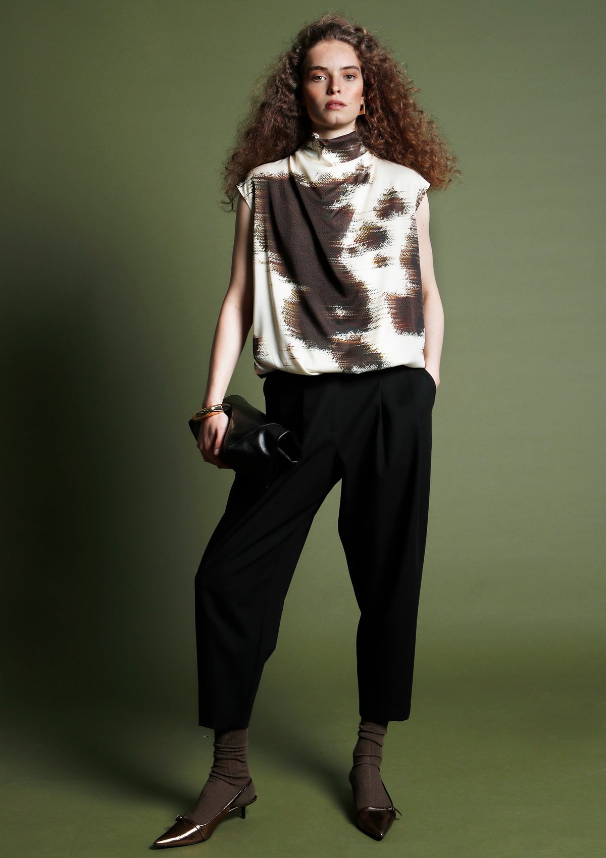 Damen Bluse aus Seide im Animal Print - Braunschattierungen Damen Kleid Psophia 