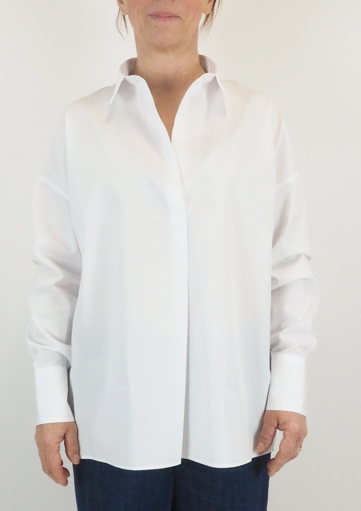 Damen Bluse in A-Linie aus Baumwolle in Weiss - Nizza Damen Bluse 24 Blooming 