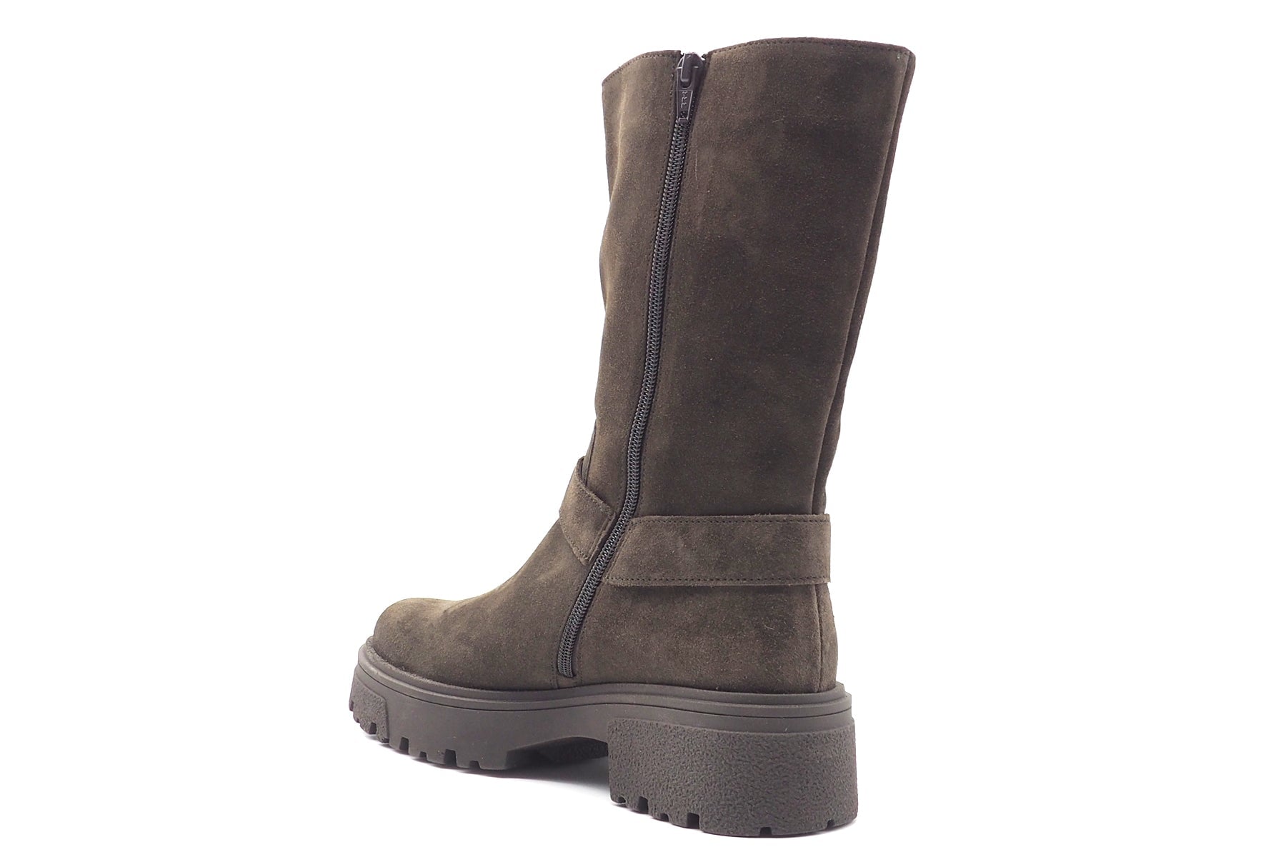 Damen Boot im Bikerstil aus braunem Veloursleder & Profilsohle Damen Boots & Booties Gabor 