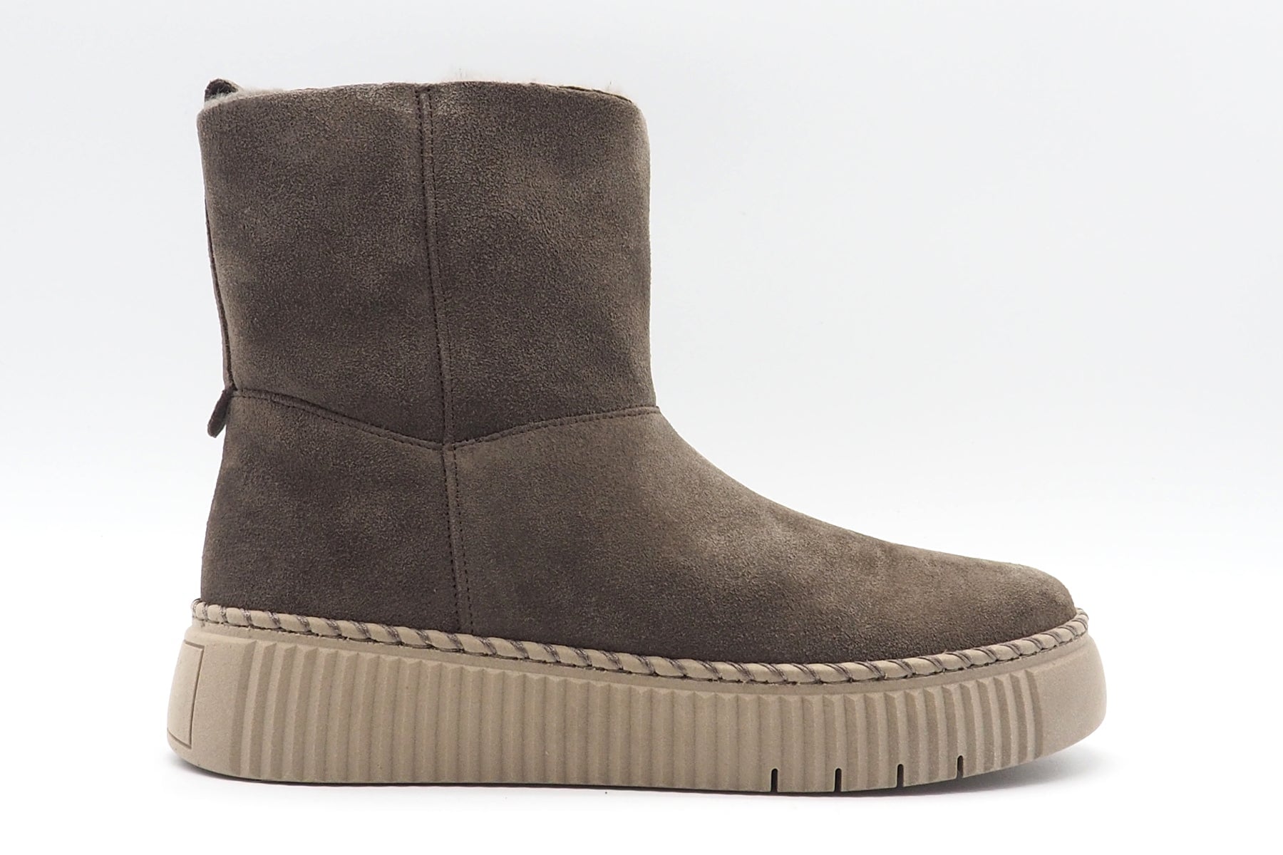 Damen Bootie aus Veloursleder in Dunkelbraun mit Lammfellfutter Damen Stiefeletten Gabor 
