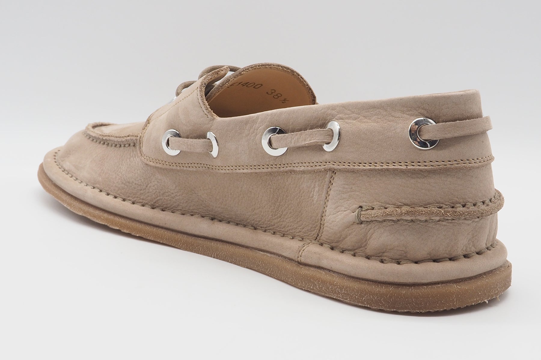 Damen Bootschuh in Nubukleder Sand - A-symmetrische Form Damen Loafers & Schnürer Pantanetti 