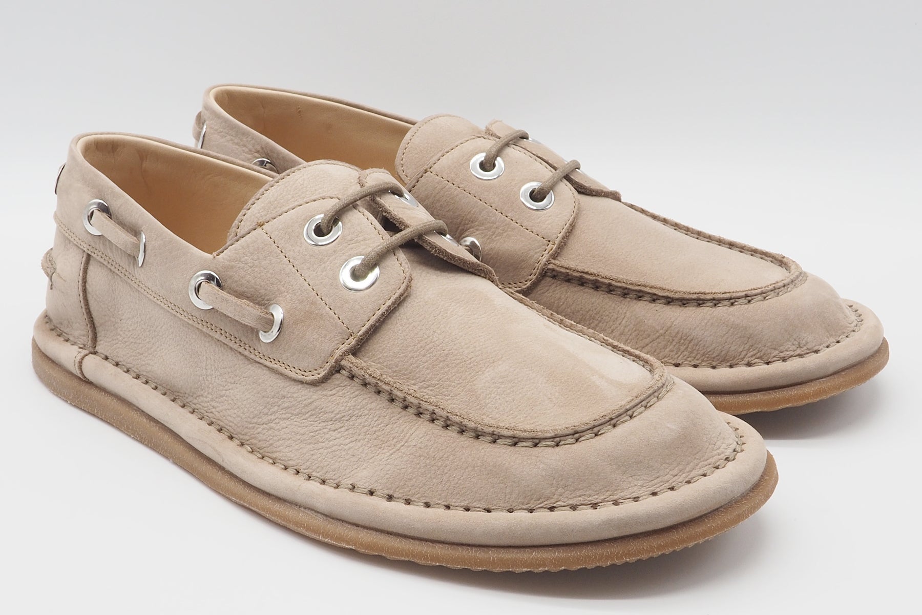 Damen Bootschuh in Nubukleder Sand - A-symmetrische Form Damen Loafers & Schnürer Pantanetti 