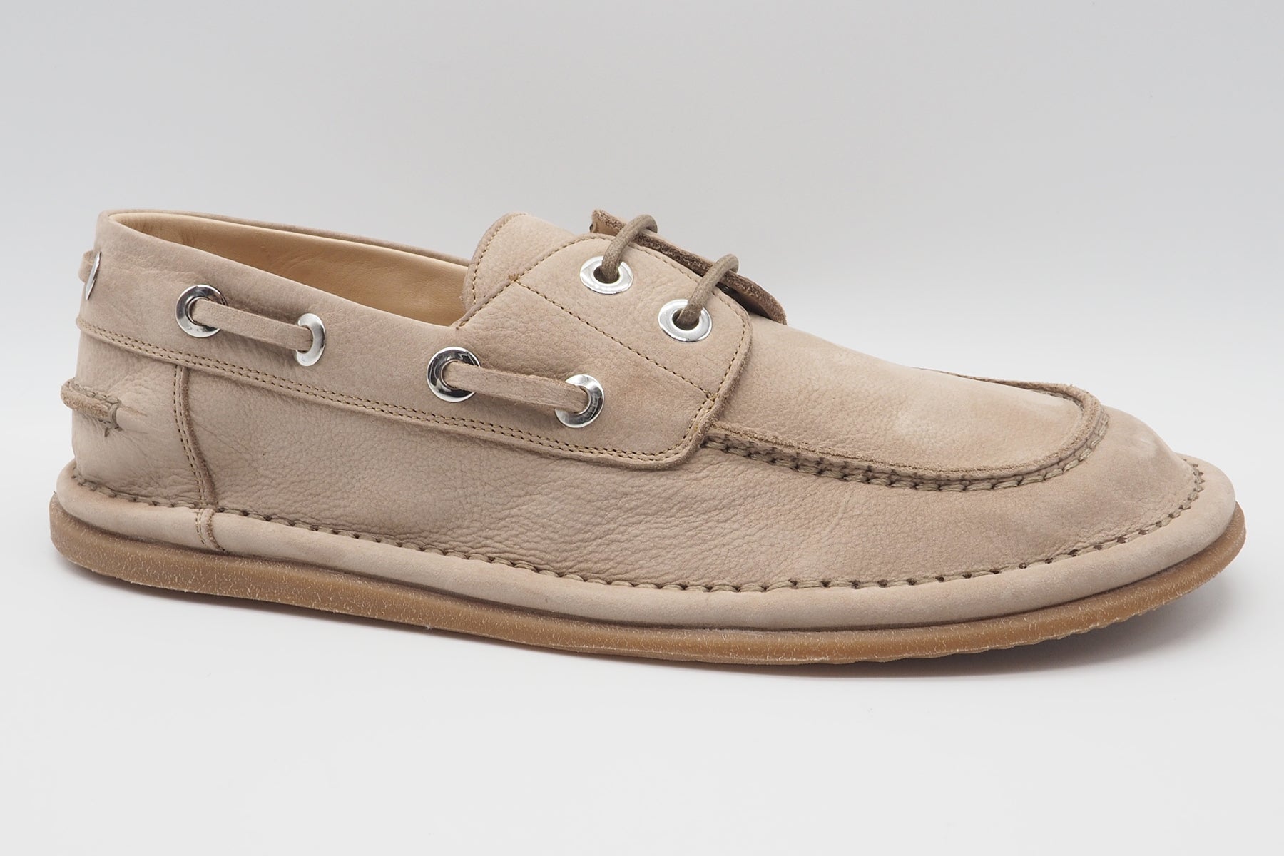 Damen Bootschuh in Nubukleder Sand - A-symmetrische Form Damen Loafers & Schnürer Pantanetti 