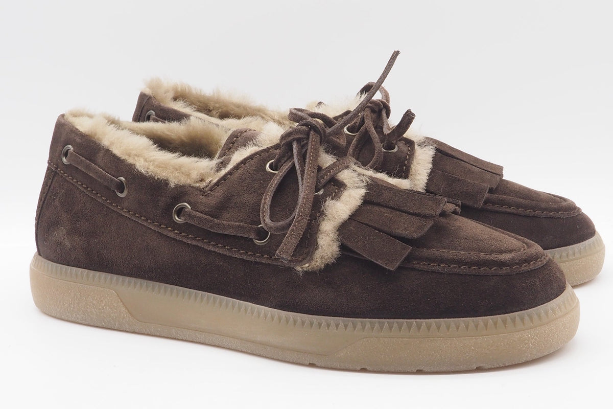 Damen Bootsschuh aus Velours in Braun mit Lammfellfutter Damen Loafers & Schnürer Kennel & Schmenger 