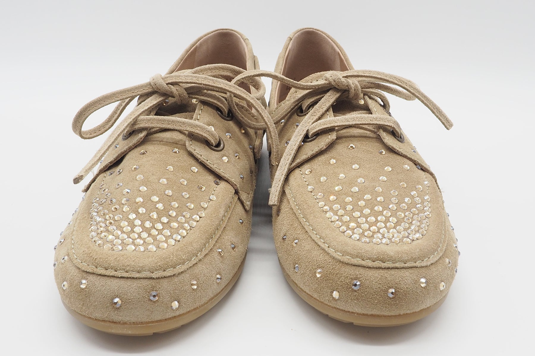 Damen Bootsschuh aus Veloursleder in Caramel und Strasssteinen Damen Loafers & Schnürer Kennel & Schmenger 