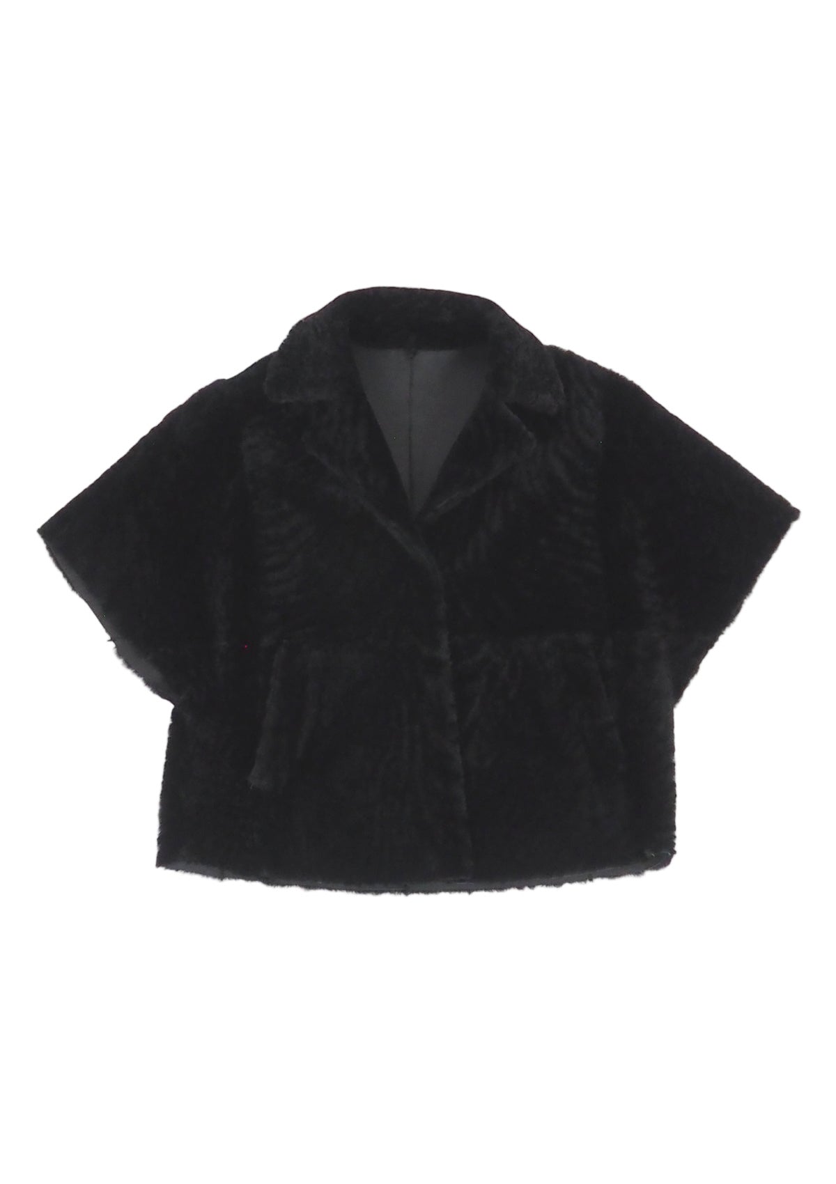 Damen Cape-Jacke mit Dreiviertel-Ärmeln aus Lammfell in Schwarz - Sandras Damen Jacke Benedetta Novi 
