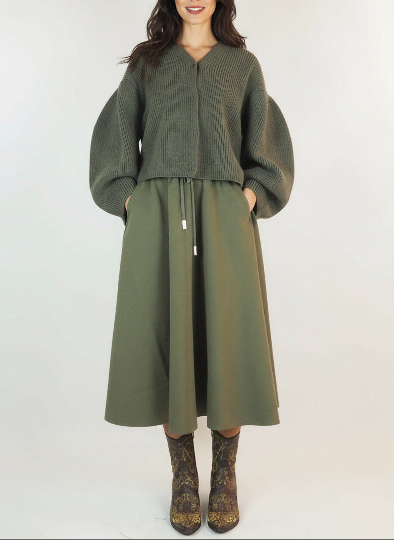 Damen Cardigan aus extra feiner Merino Wolle in Grün Damen Pullover Psophia 