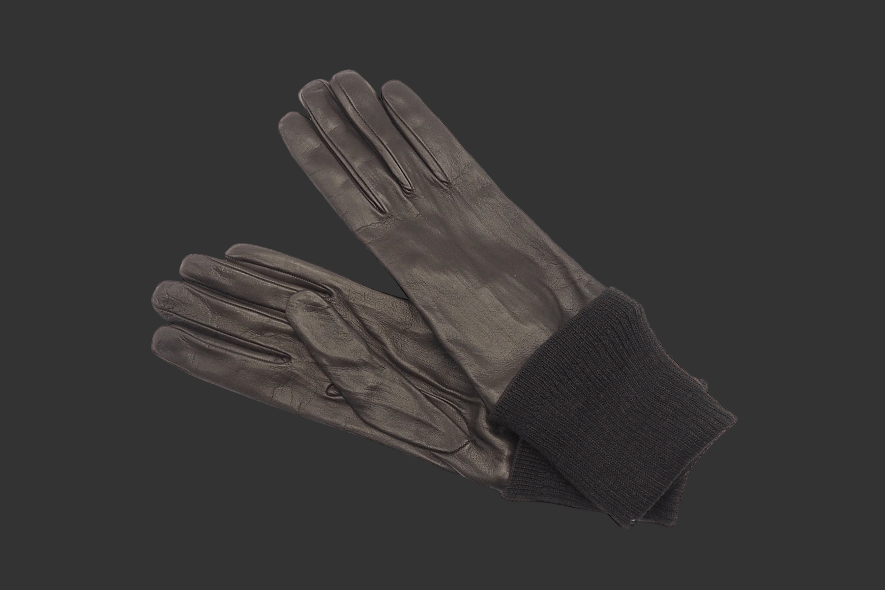 Damen Handschuhe aus Leder in Dunkelbraun - Futter Kaschmir - Strickschaft zum Stülpen Damen Handschuhe C. Gloves 