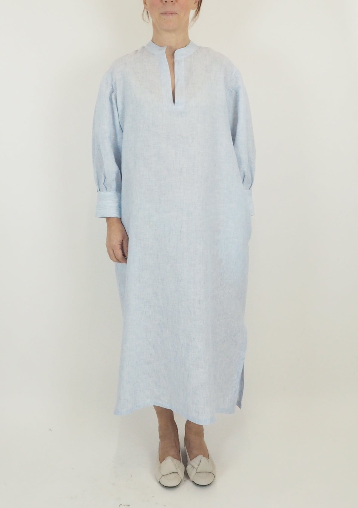 Damen Hemdblusenkleid aus Leinen in Blau & Weiss gestreift - Asolo Damen Kleid 24 Blooming 