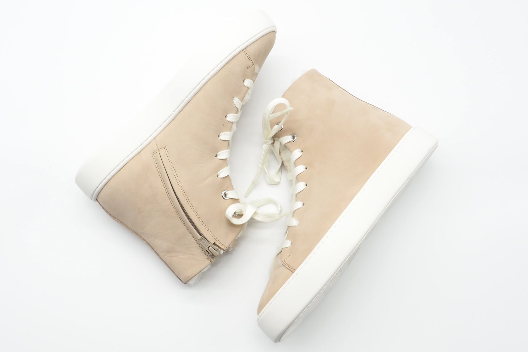 Damen High-Top-Sneaker aus Nubukleder in Sand mit Lammfellfutter Damen Sneaker Högl 