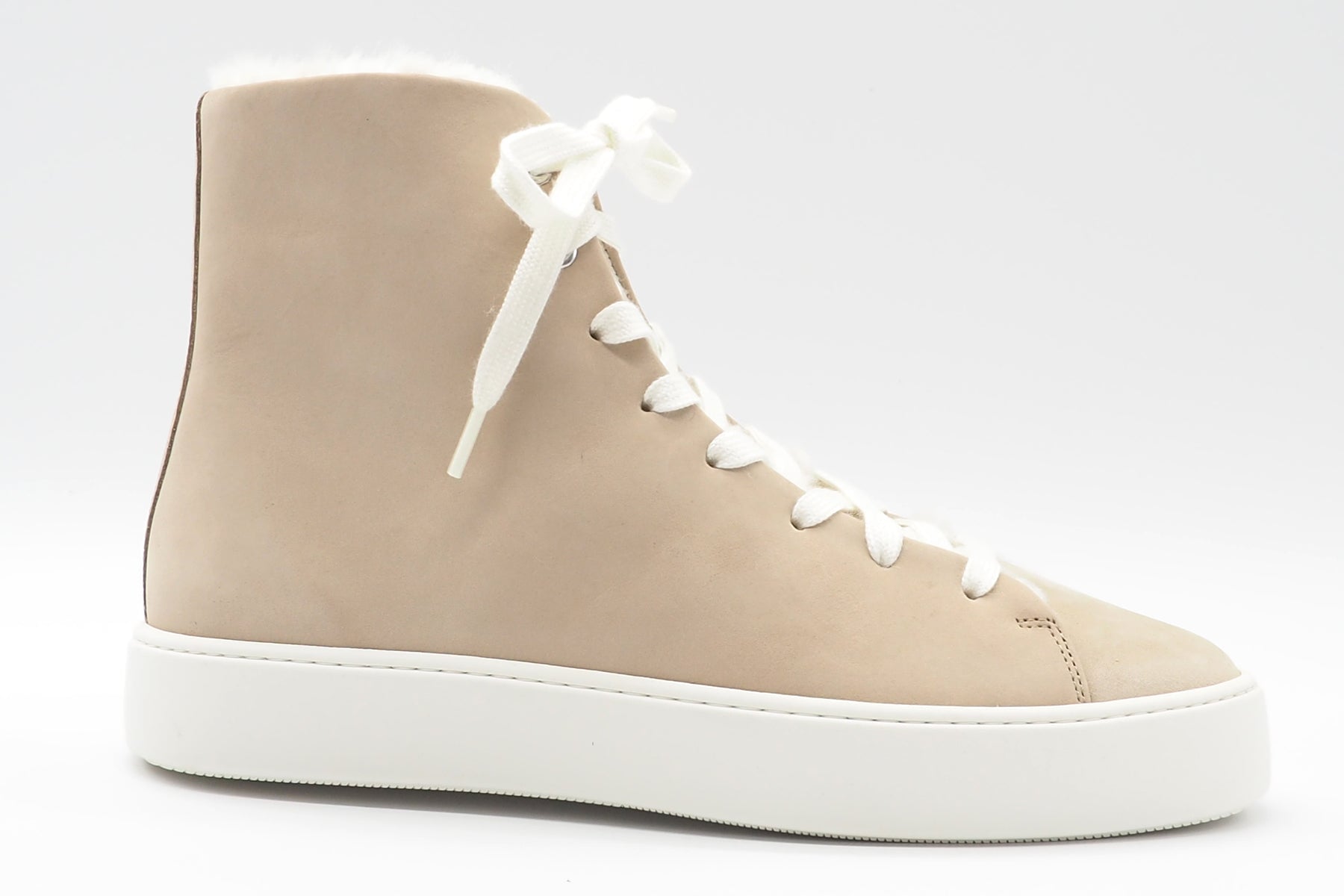 Damen High-Top-Sneaker aus Nubukleder in Sand mit Lammfellfutter Damen Sneaker Högl 