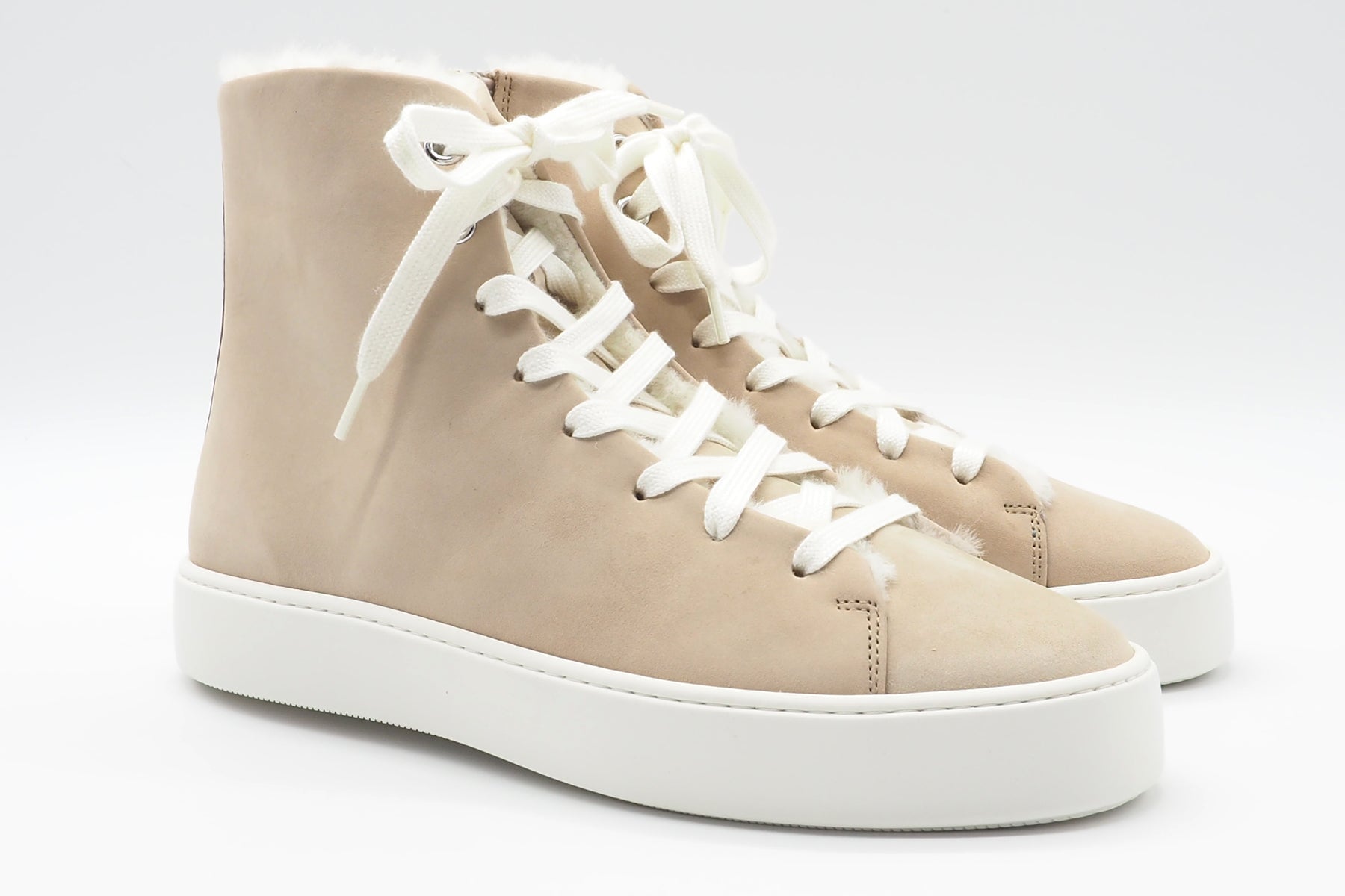 Damen High-Top-Sneaker aus Nubukleder in Sand mit Lammfellfutter Damen Sneaker Högl 