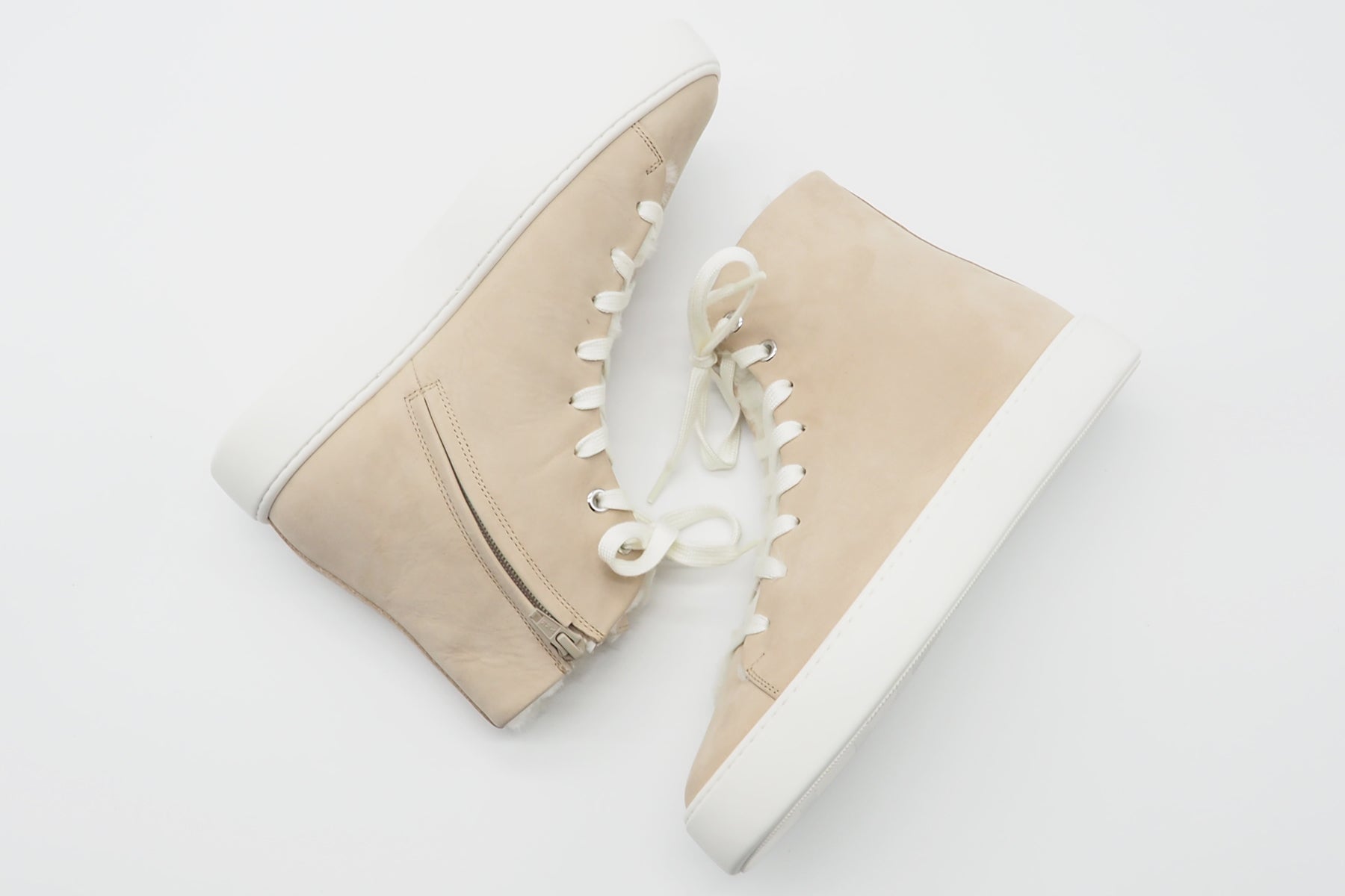 Damen High-Top-Sneaker aus Nubukleder in Sand mit Lammfellfutter Damen Sneaker Högl 