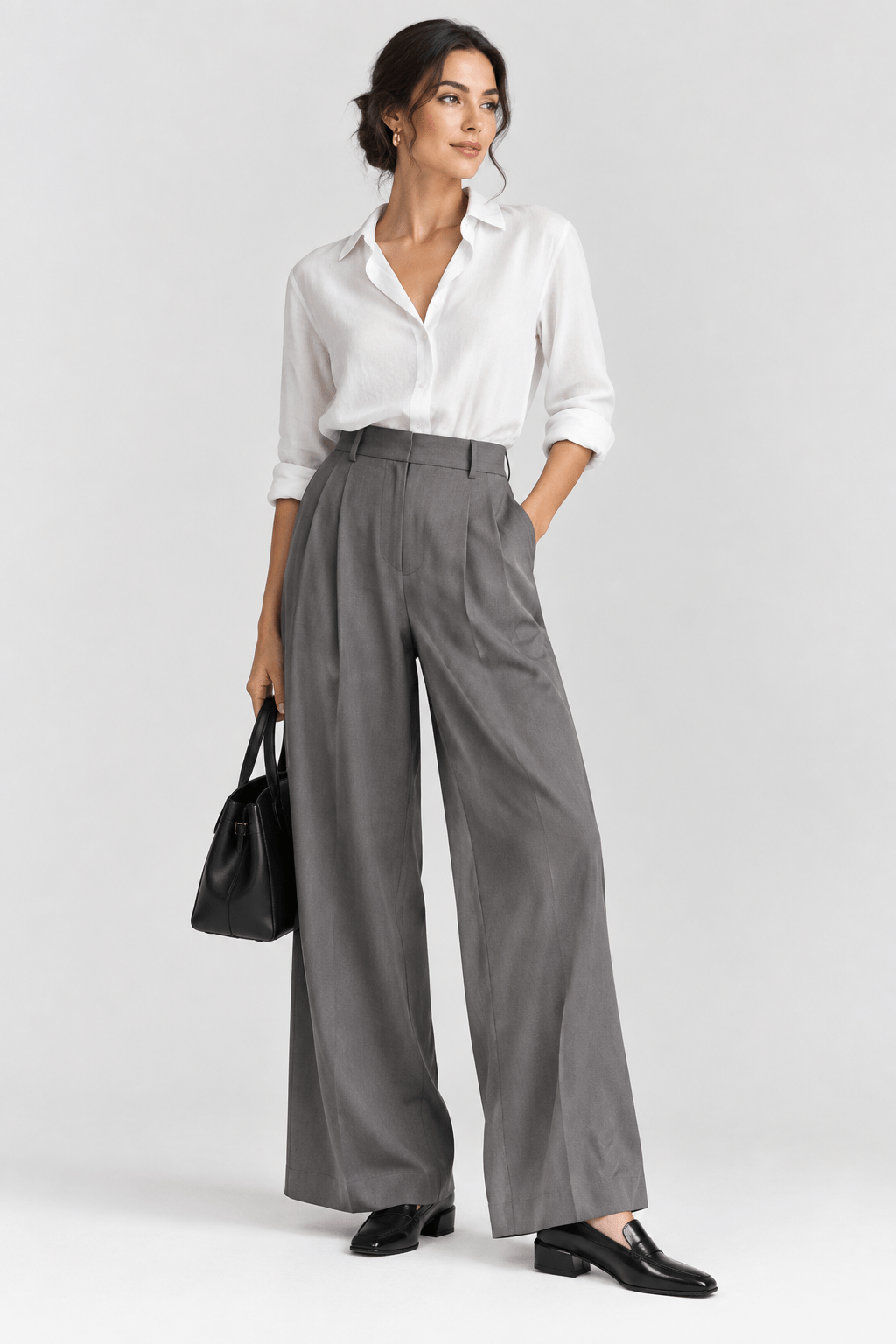 Damen Hochfrontpumps aus softem Glanzleder in Schwarz mit Gummisohle - 3cm Absatz Damen Pumps & Slings Brunate 