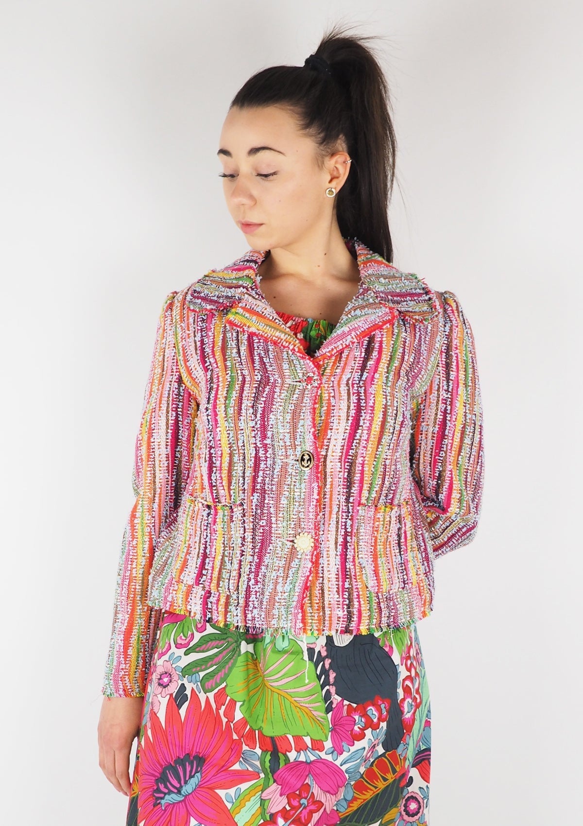 Damen Jacke aus Baumwolle, Viskose & andere Fasern in Multicolor Damen Jacke SHIRTAPORTER 