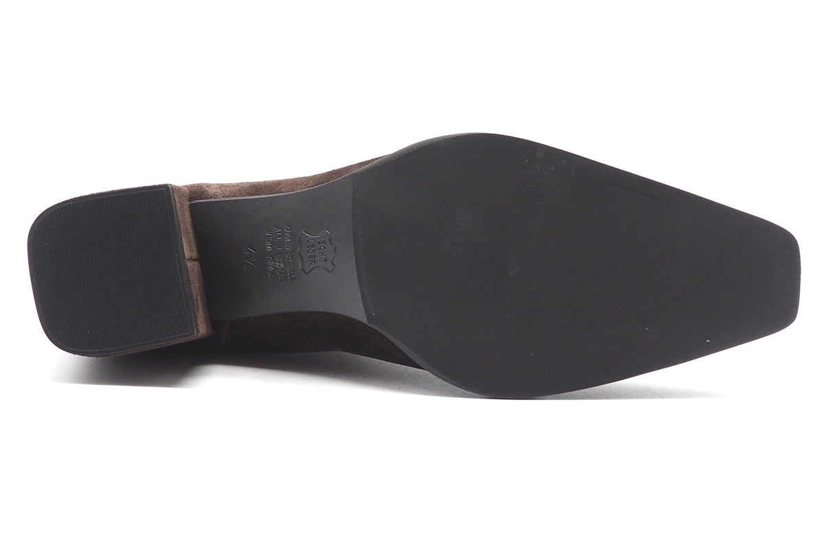 Damen Karreei-Stiefelette aus Veloursleder in Dunkelbraun - Absatz 5 cm Damen Stiefeletten Kennel & Schmenger 