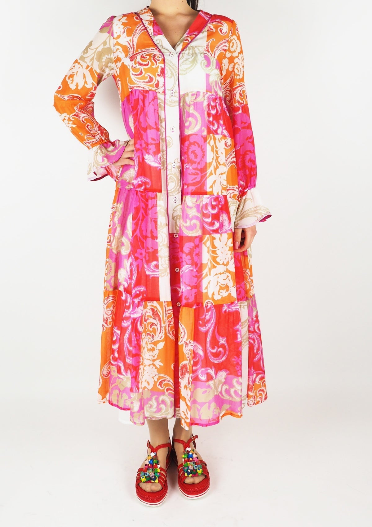 Damen Kleid aus Baumwolle & Seide in Multicolor Damen Kleid SHIRTAPORTER 