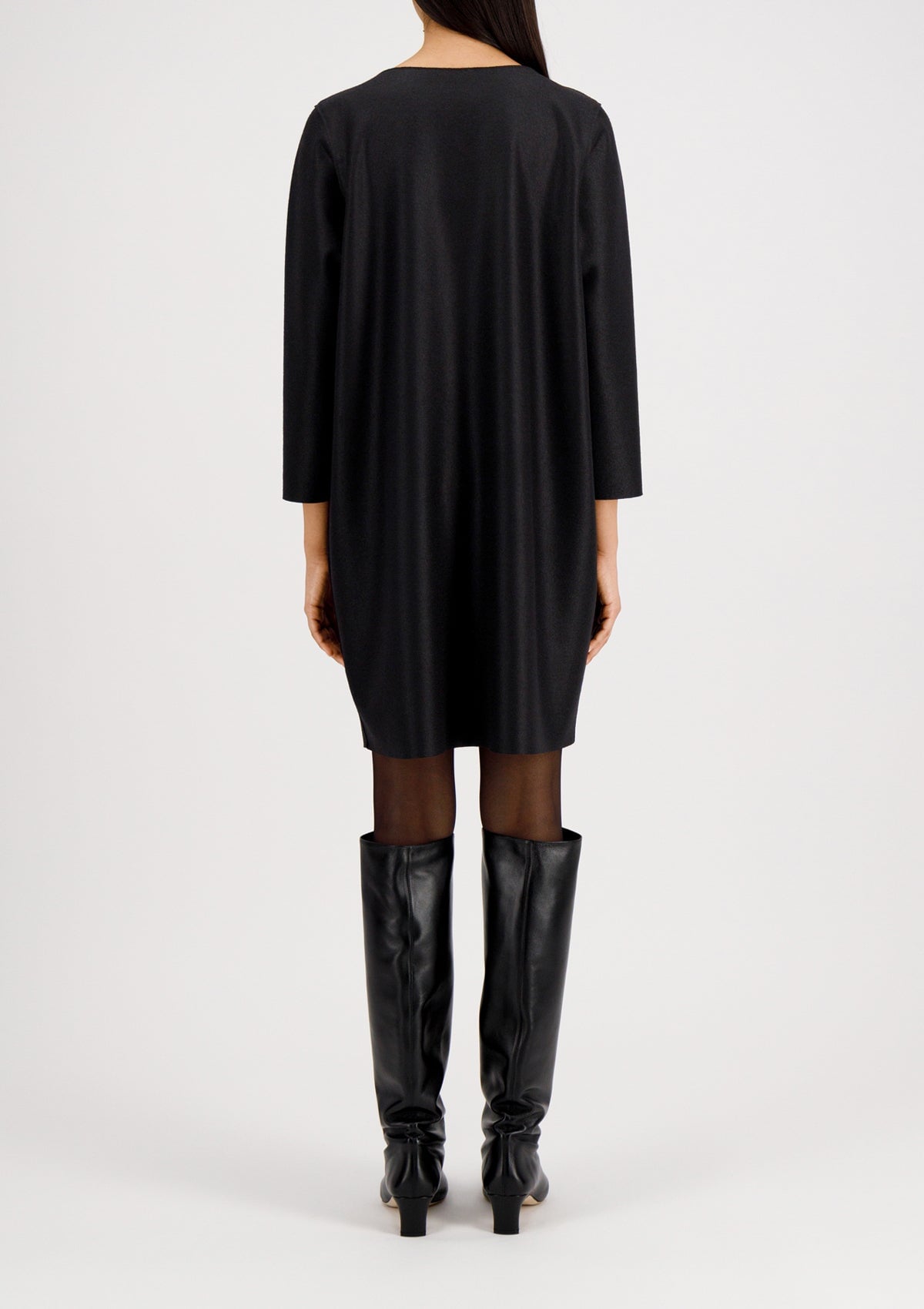 Damen Kleid aus extra feiner Merino Wolle - Schwarz Damen Kleid Harris Wharf London 