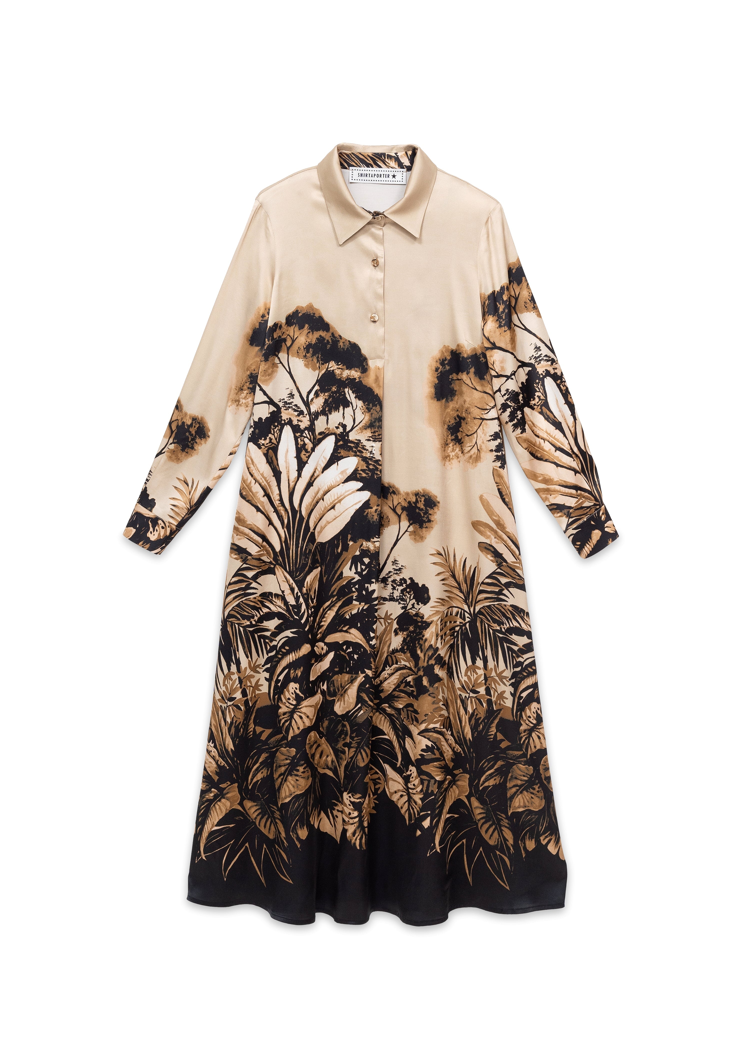 Damen Kleid aus Viskose mit Print in Caramel & Schwarz Damen Kleid SHIRTAPORTER 