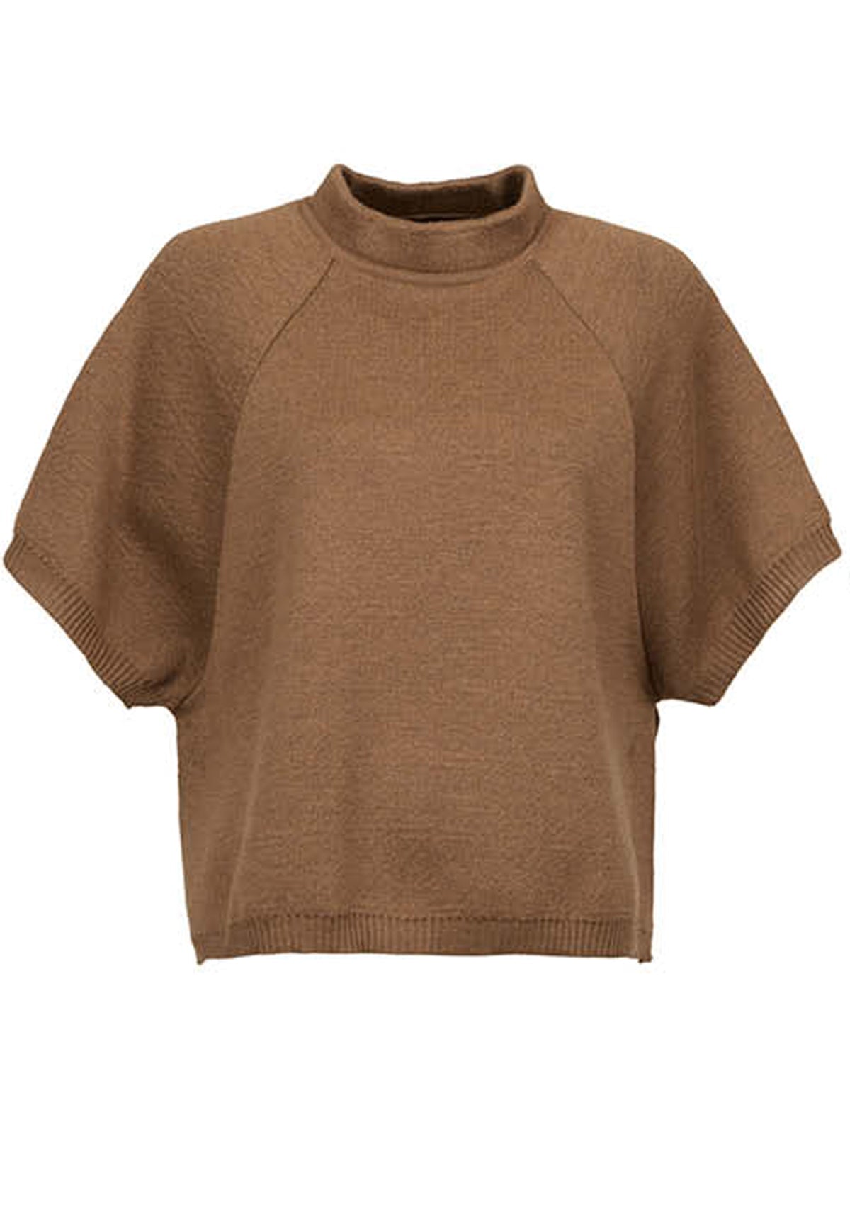 Damen Kurzarmpullover aus Schurwolle in Braun Damen Ready to wear Fashion Hannes Roether 