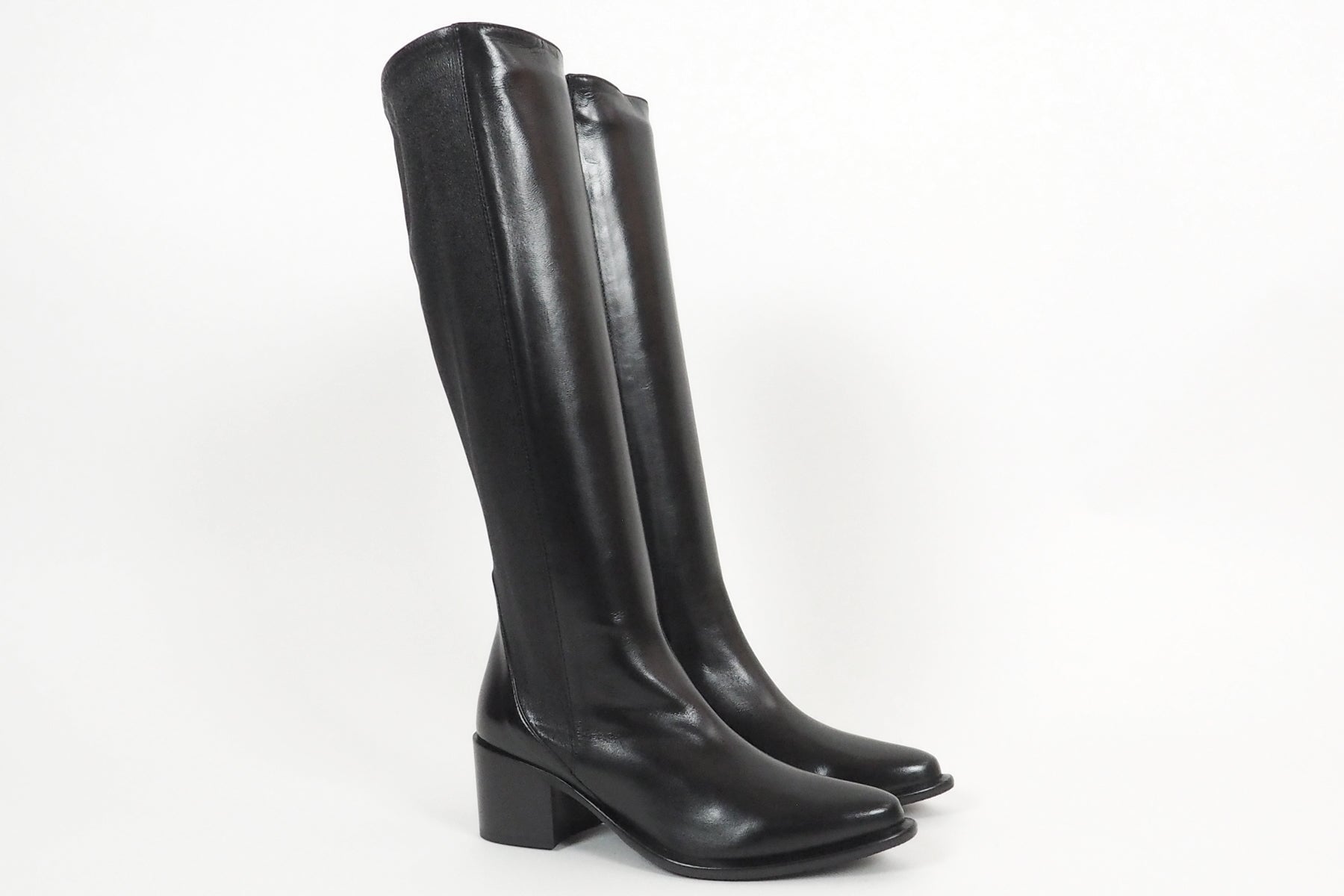 Damen Langschaftstiefel aus Nappalederstretch in Schwarz - Absatz 5cm Damen Stiefel Lorenzo Masiero 
