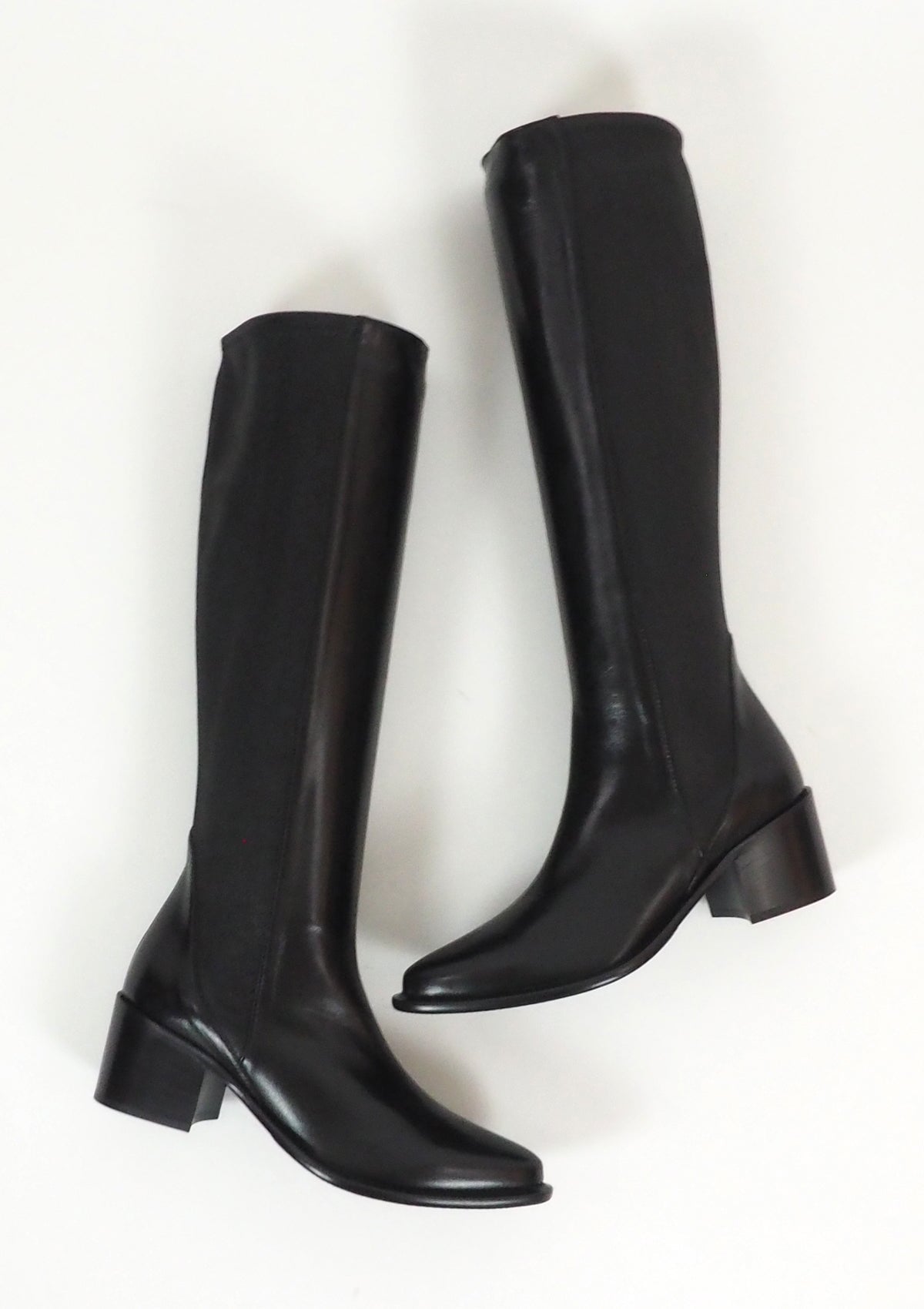 Damen Langschaftstiefel aus Nappalederstretch in Schwarz - Absatz 5cm Damen Stiefel Lorenzo Masiero 