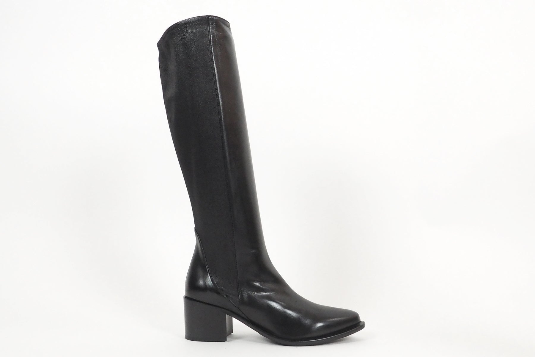 Damen Langschaftstiefel aus Nappalederstretch in Schwarz - Absatz 5cm Damen Stiefel Lorenzo Masiero 