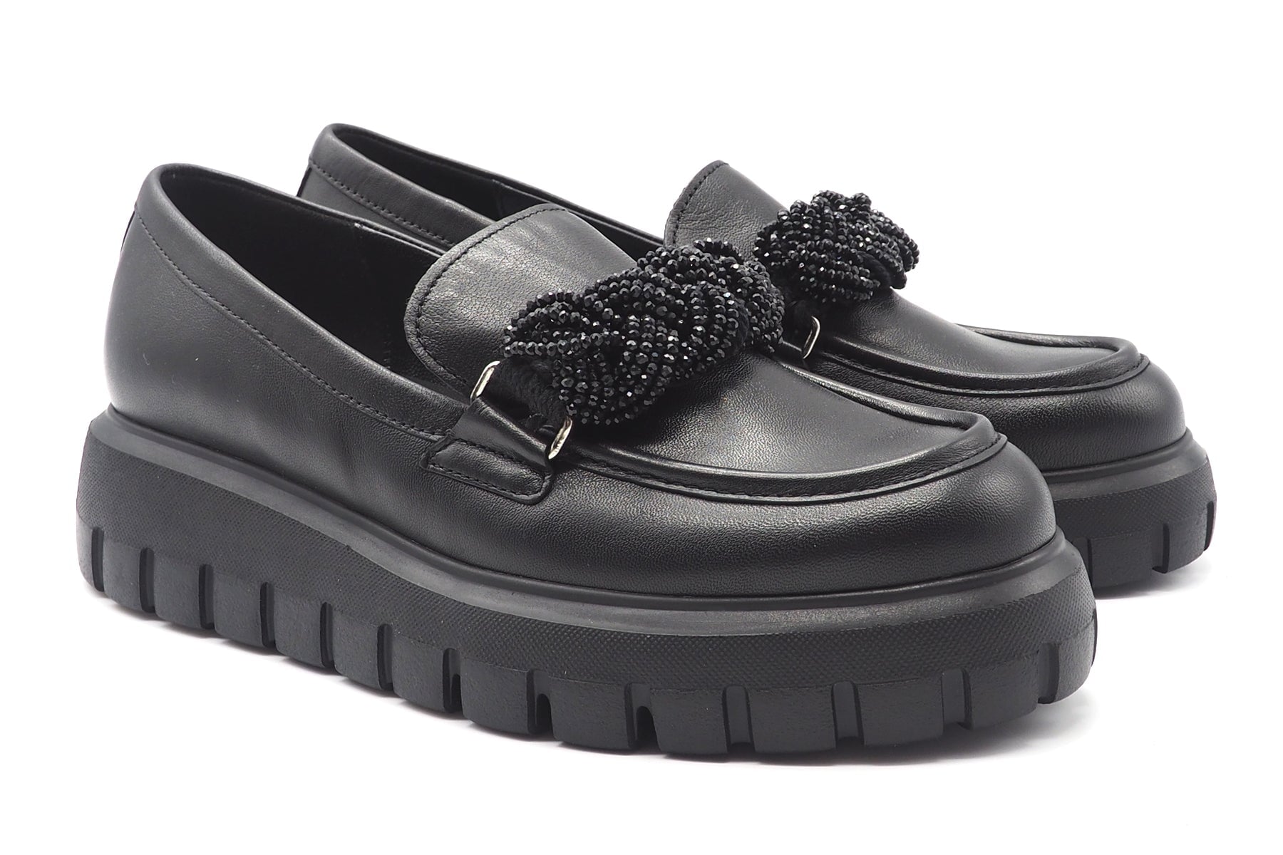 Damen Loafer aus Glattleder mit geflochtenem Dekor in Schwarz Damen Loafers Gabor 