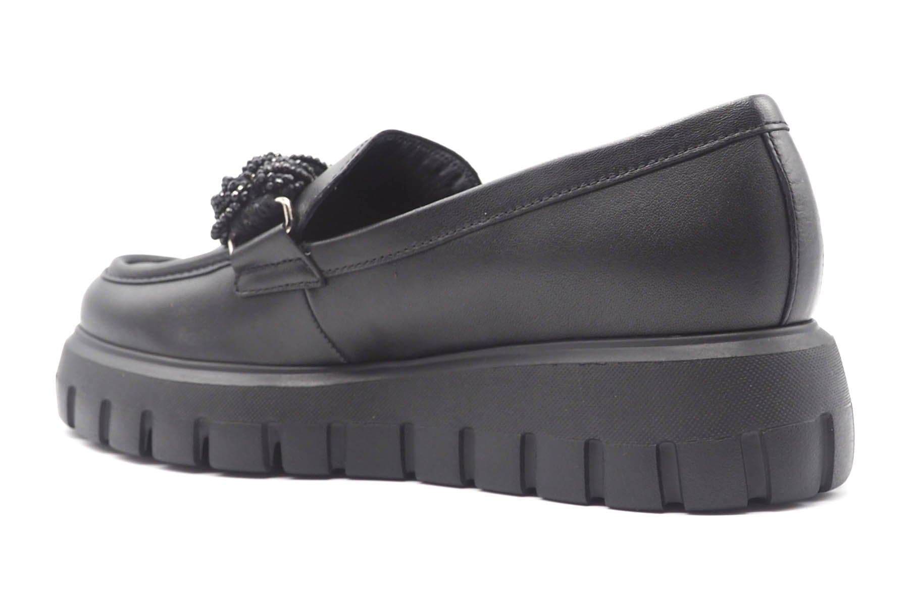 Damen Loafer aus Glattleder mit geflochtenem Dekor in Schwarz Damen Loafers Gabor 