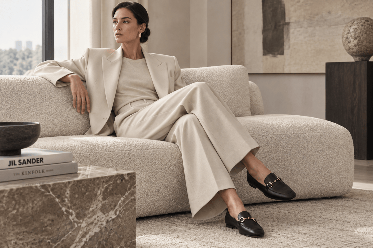Damen Loafer aus handschuhweichem Leder in Dunkelbraun - mit "Horesebit" Schnalle Damen Loafers & Schnürer Pomme D'or 