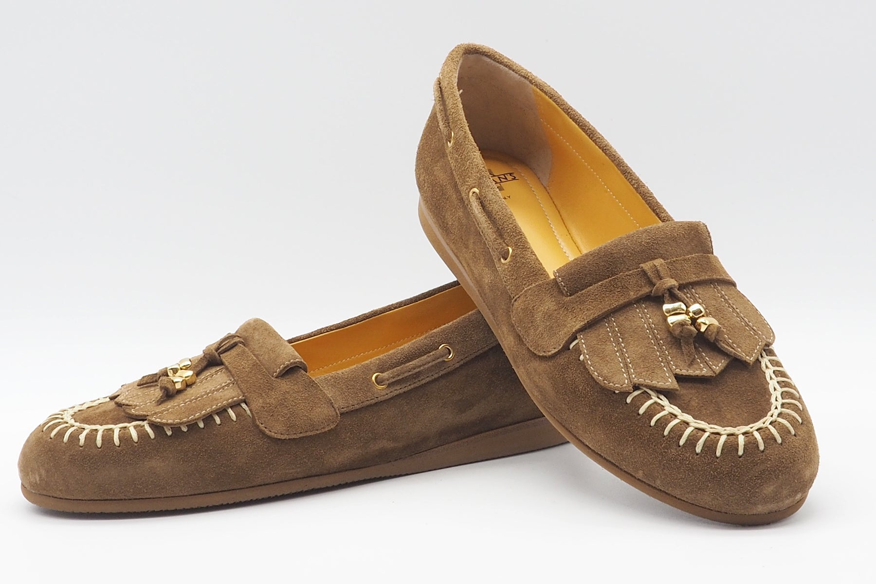 Damen Loafer aus Velours in Braun mit Handnähten Damen Loafers & Schnürer Truman´s 