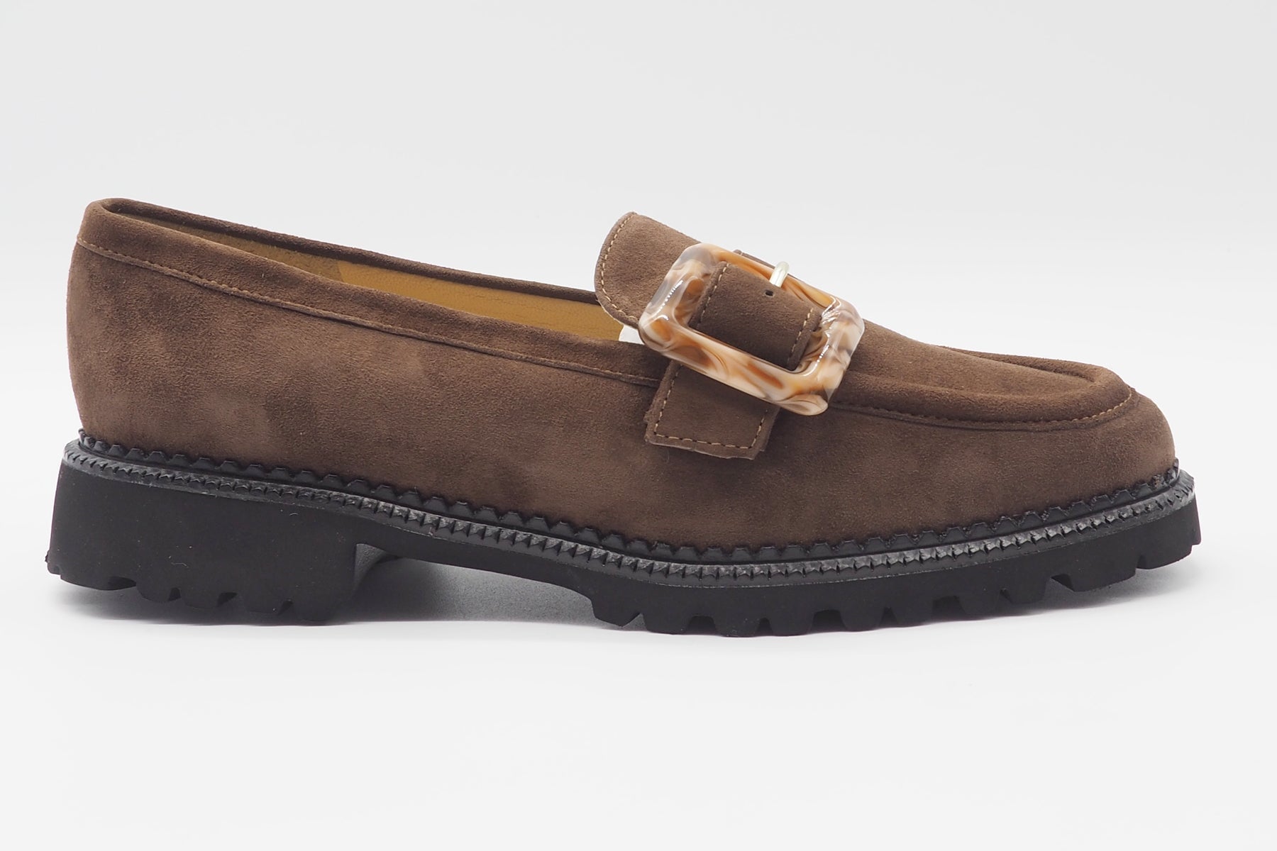 Damen Loafer aus Veloursleder in Braun mit Schnalle & Superleichtsohle Damen Loafers & Schnürer Brunate 