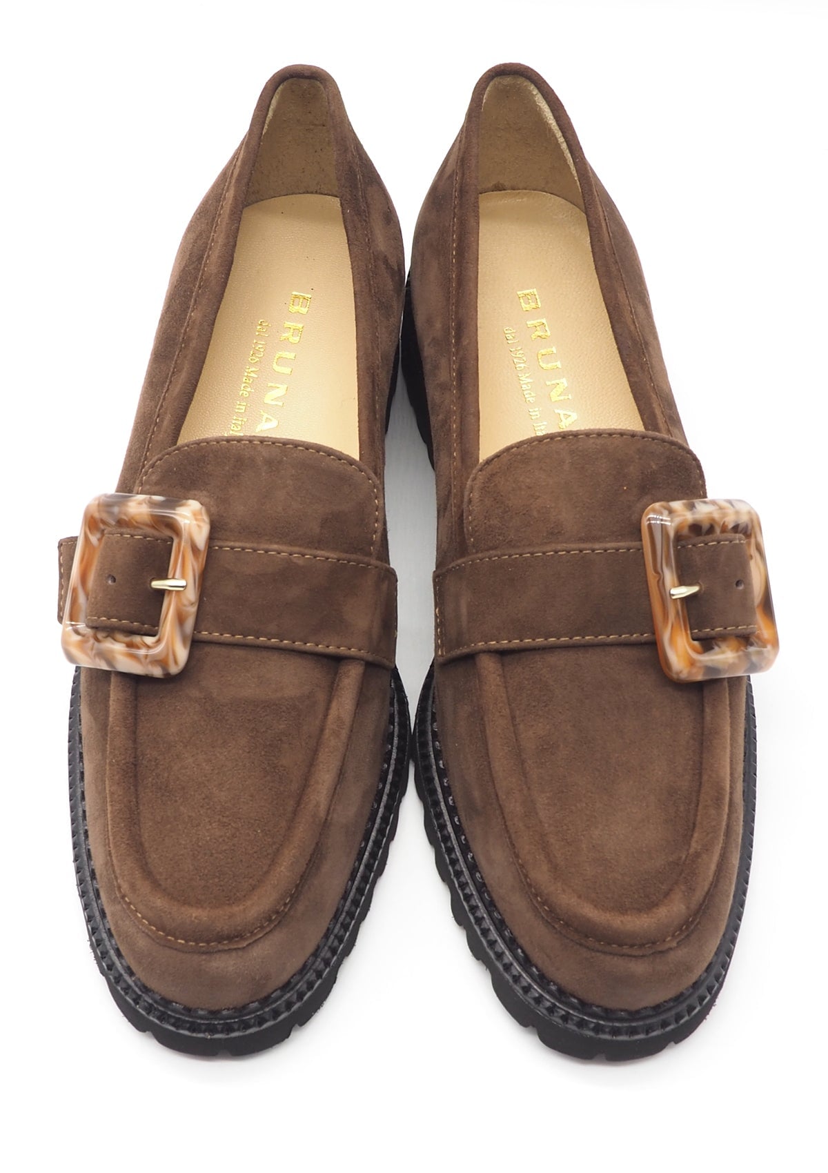 Damen Loafer aus Veloursleder in Braun mit Schnalle & Superleichtsohle Damen Loafers & Schnürer Brunate 