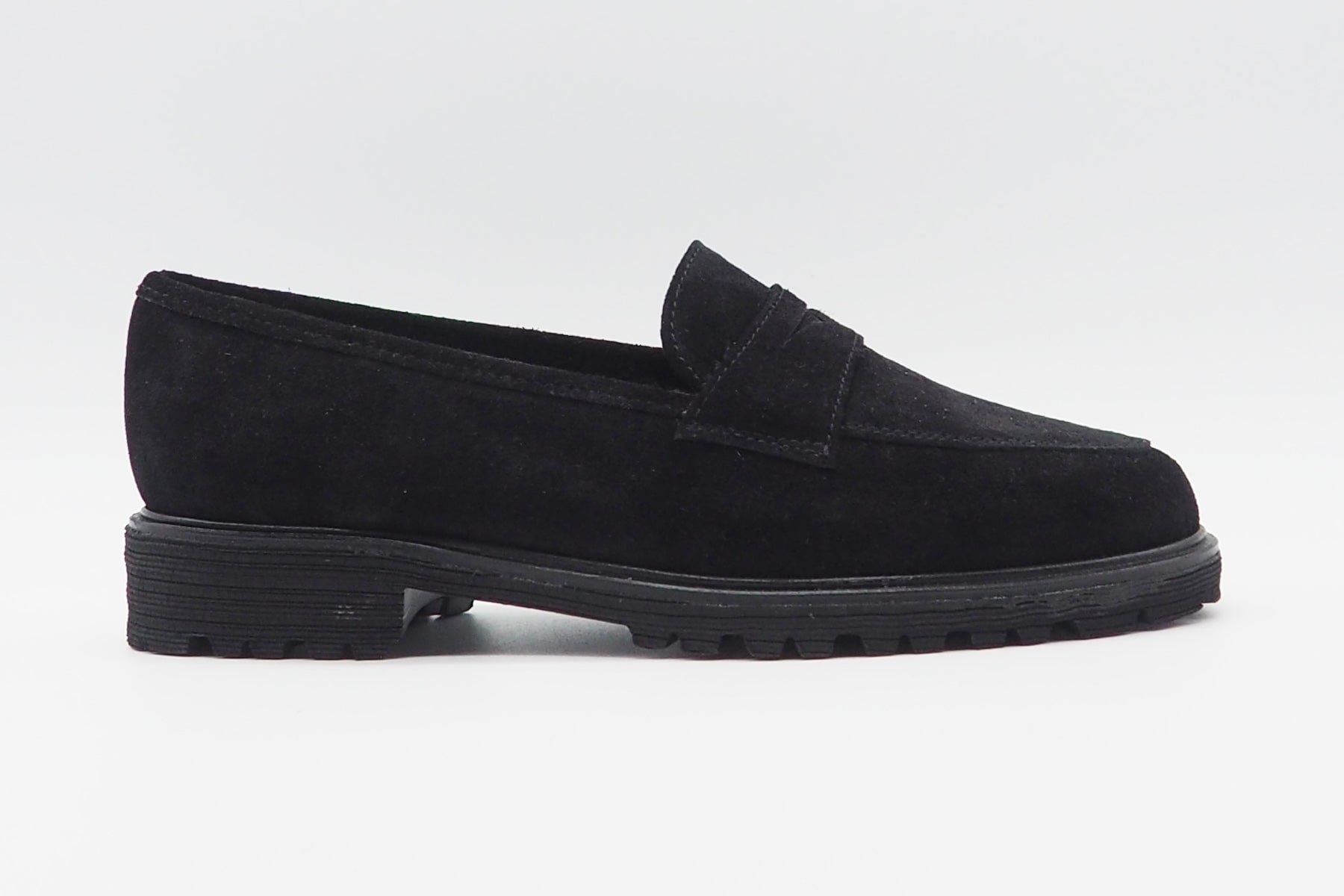 Damen Loafer aus Veloursleder in Schwarz - Lammfellfutter Damen Loafers & Schnürer Brunate 