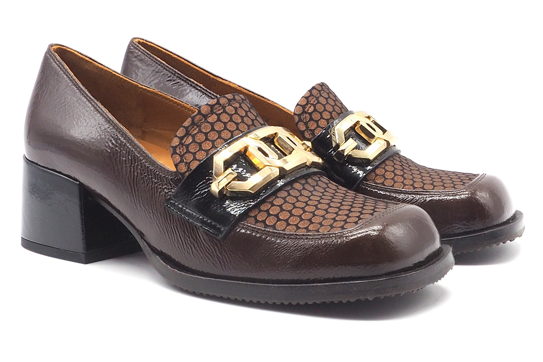 Damen Loafer in Karreeform in Braun & Metallic- Boal Damen Loafers & Schnürer Chie Mihara 