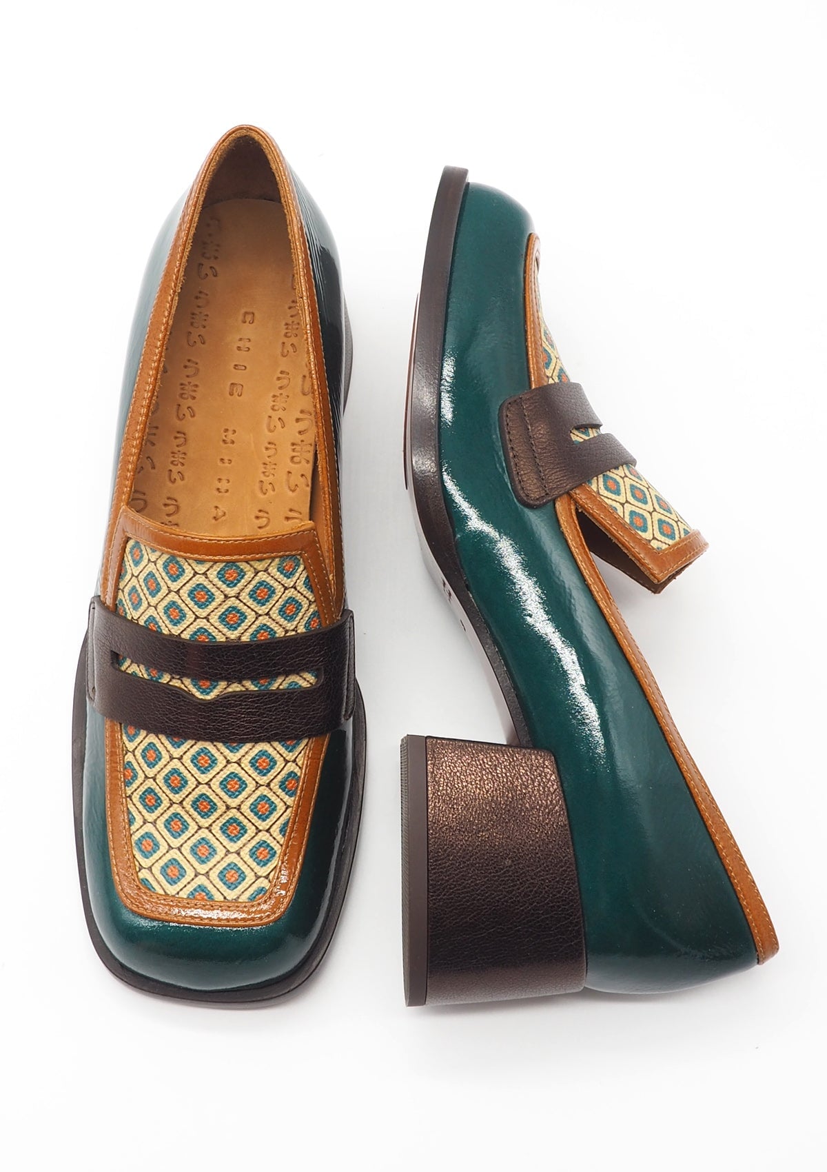 Damen Loafer in Karreeform in Grün & Multicolourleder- Brochi Damen Loafers & Schnürer Chie Mihara 