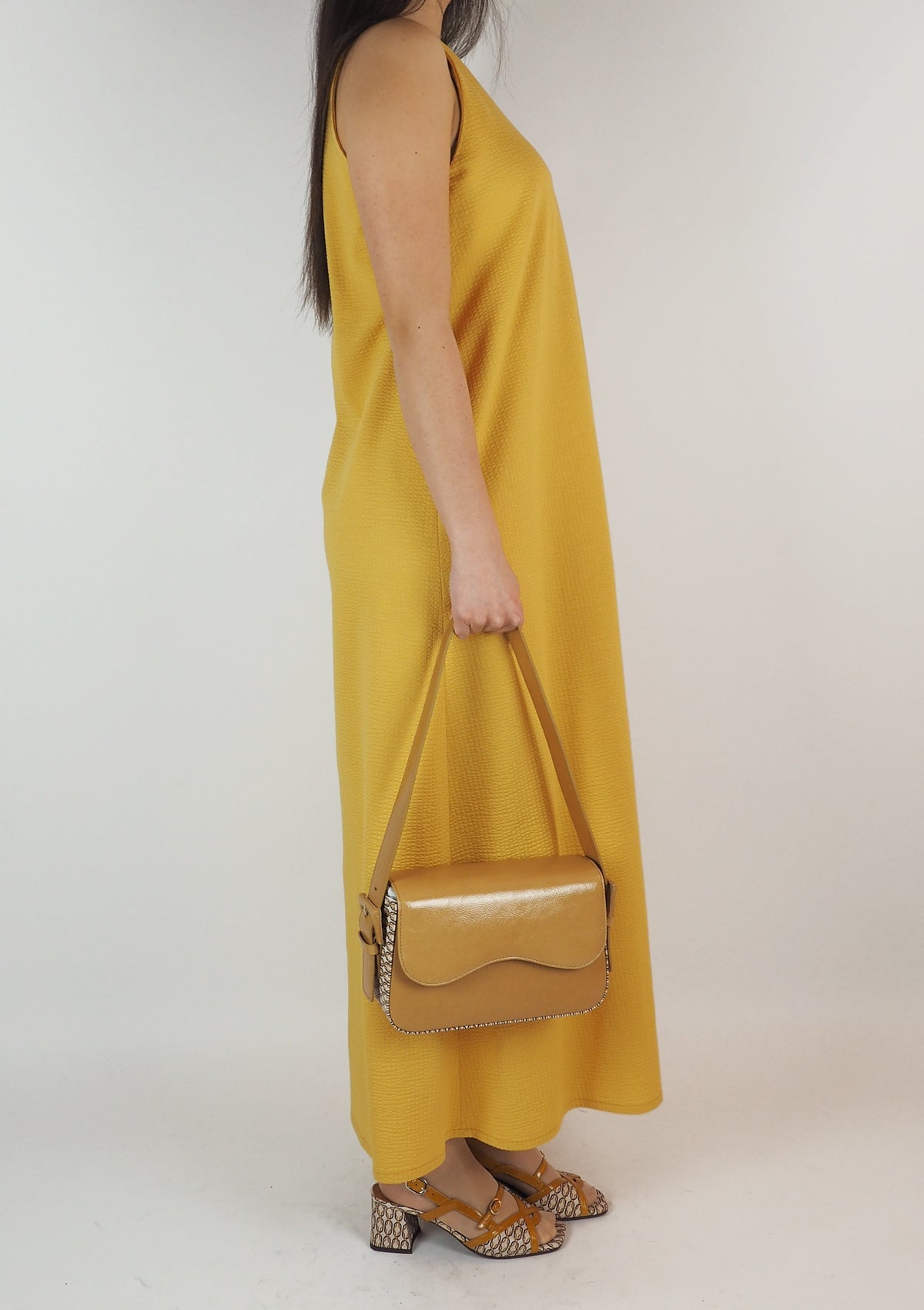 Damen Neckholder-Kleid aus Baumwolle & Polyester in Gelb Damen Kleid Harris Wharf London 