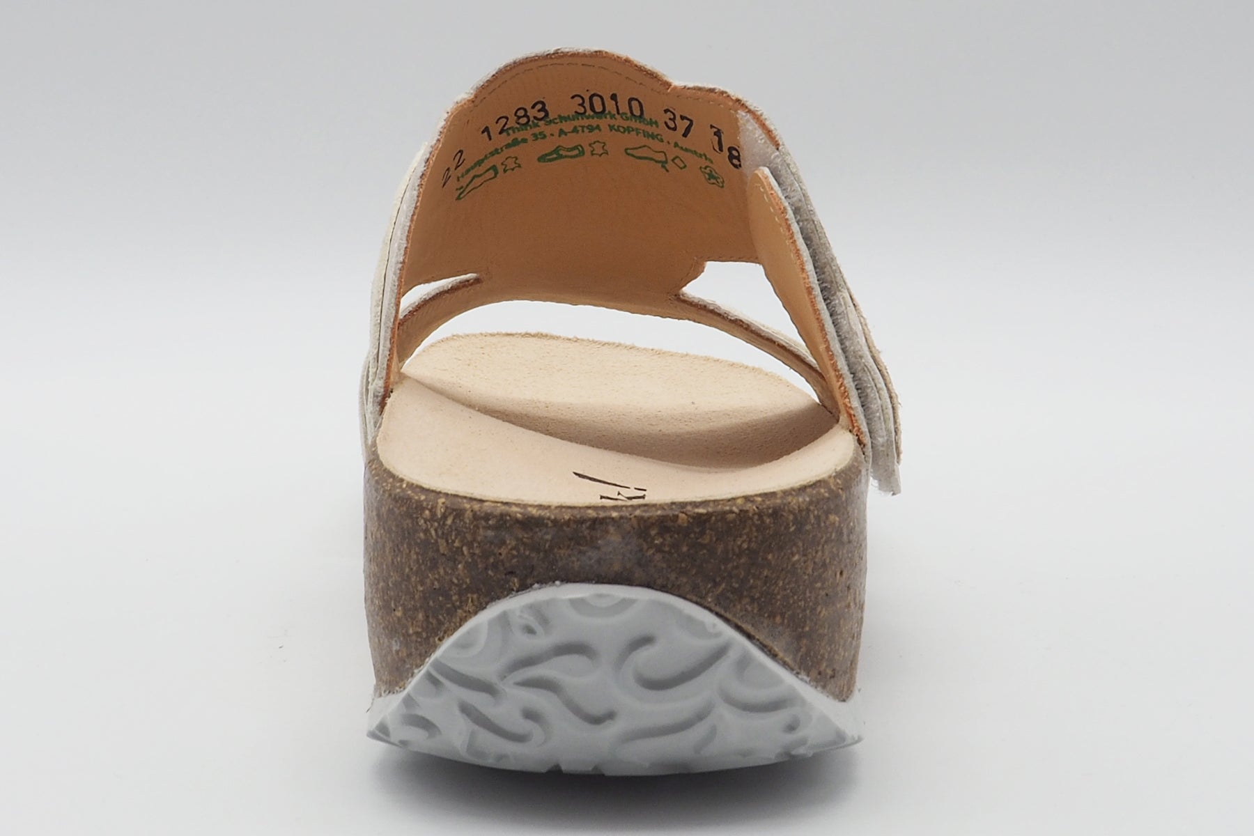 Damen Pantoffel "Mizzi" aus Leder in Creme & Gold mit Naturfußbett Damen Naturfußbett Think 