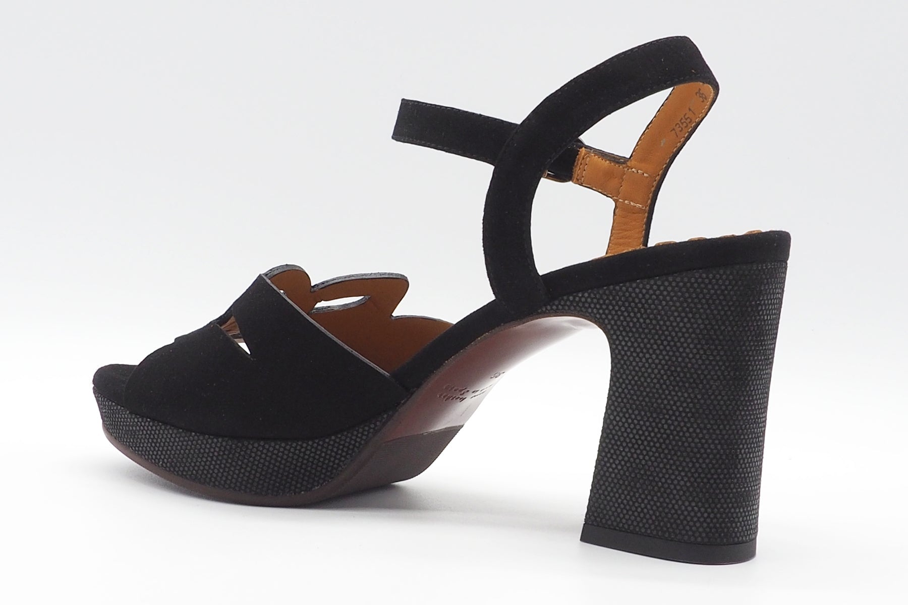 Damen Plateausandale aus Velours in Schwarz - 9 cm Absatz - Kemada Damen Sandalen Chie Mihara 