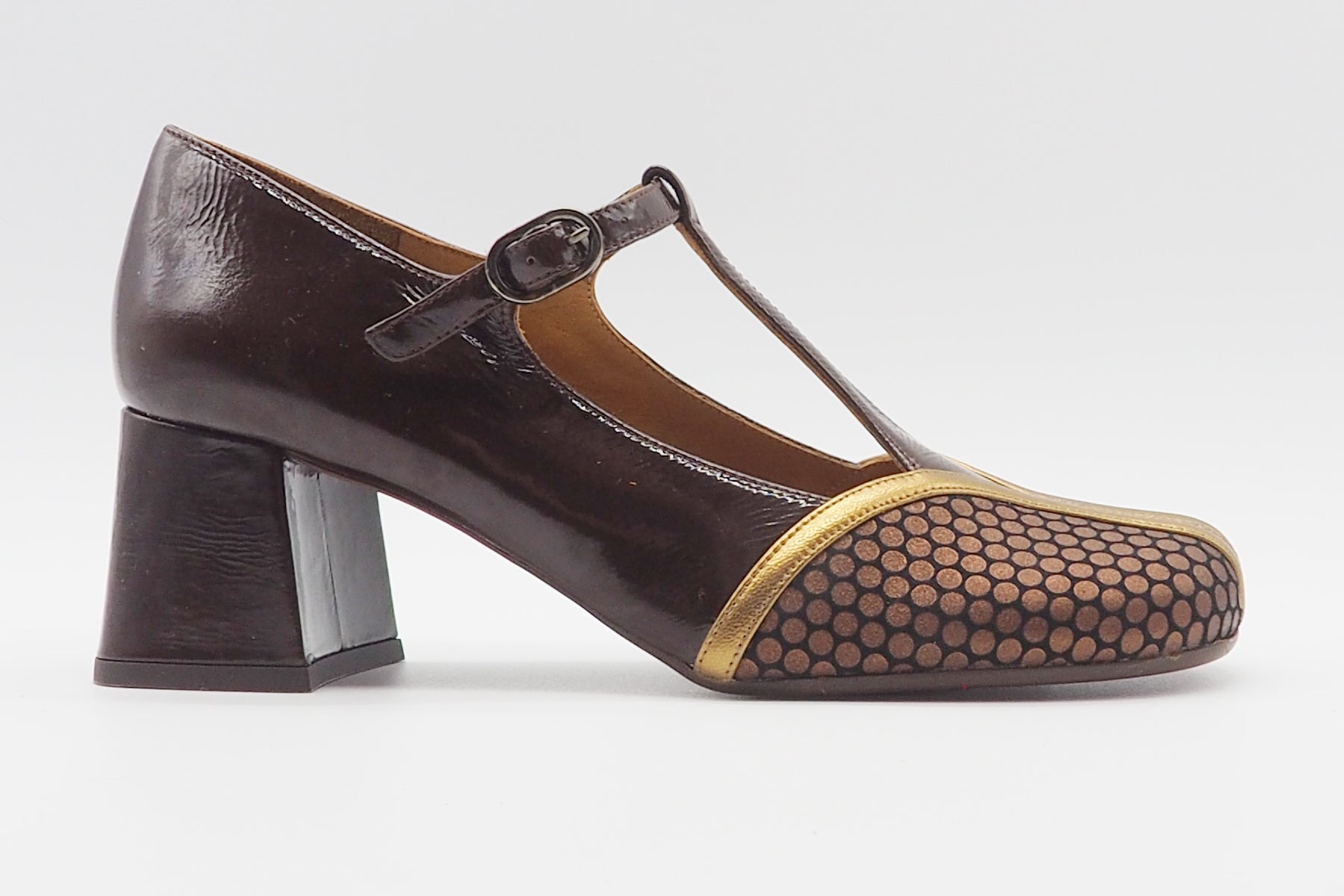 Damen Pumps mit T-Spange in Braun & Metalliceffekten in Bronze - Molma - 6 cm Damen Pumps & Slings Chie Mihara 