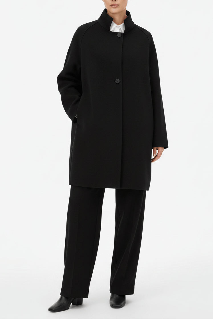 Damen Raglan Cape Mantel aus feinster Wolle in Schwarz Damen Mantel Harris Wharf London 