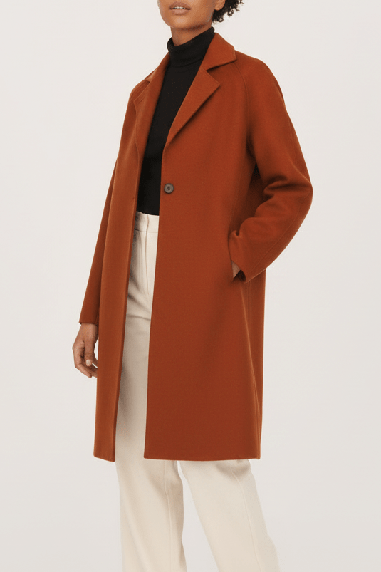 Damen Raglan Cape Mantel aus feinster Wolle in Terracotta Damen Mantel Harris Wharf London 