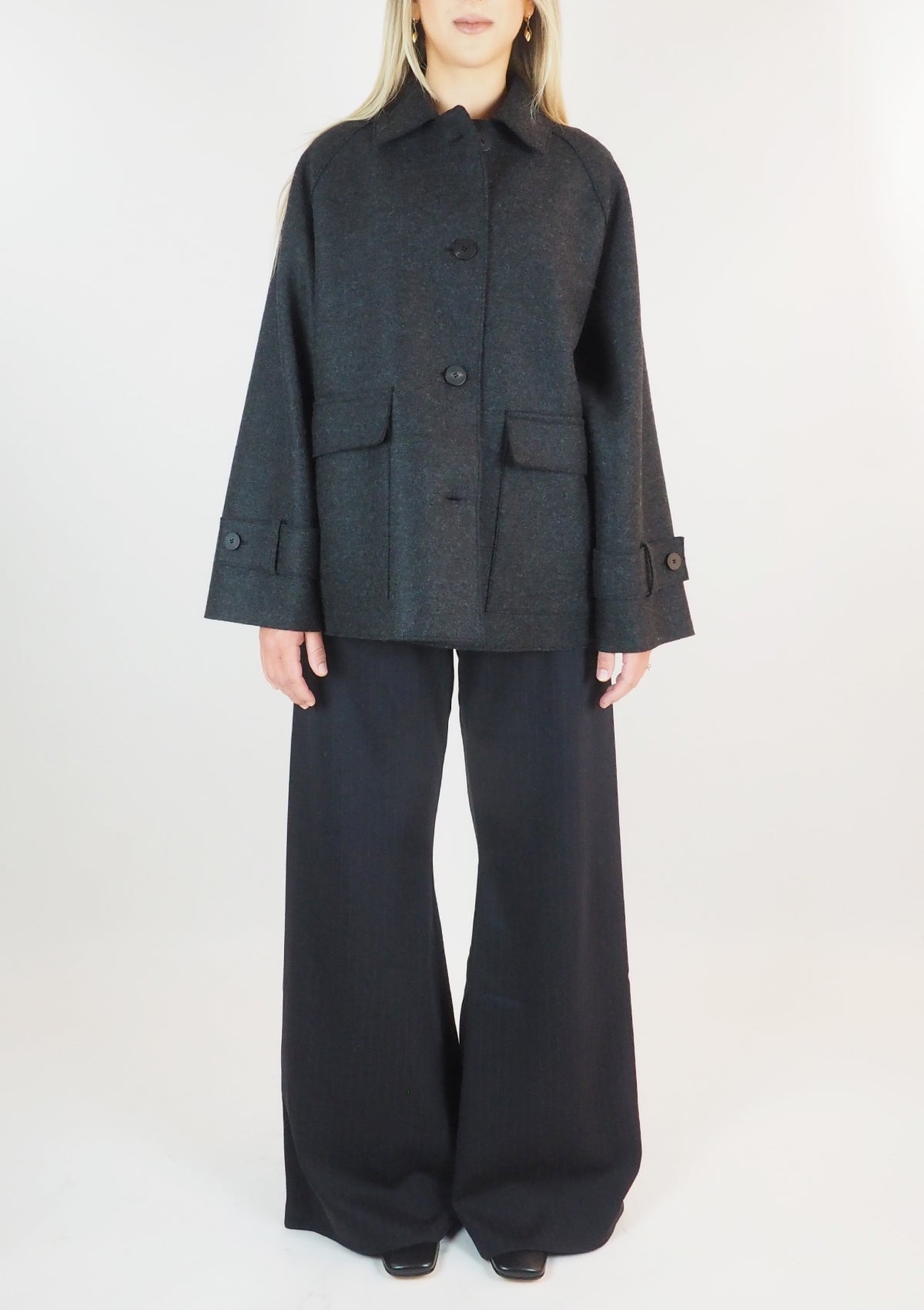 Damen Raglanjacke mit Steppfutter - Anthracite Damen Jacke Harris Wharf London 