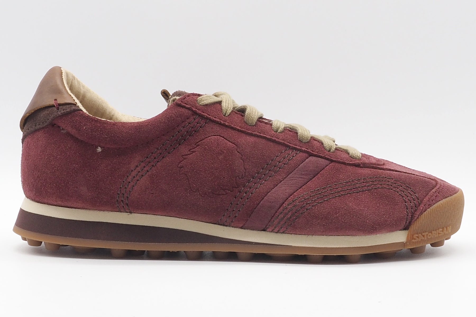 Damen Retro-Sneaker aus Veloursleder in Bordeaux - Stardust Damen Sneaker Satorisan 