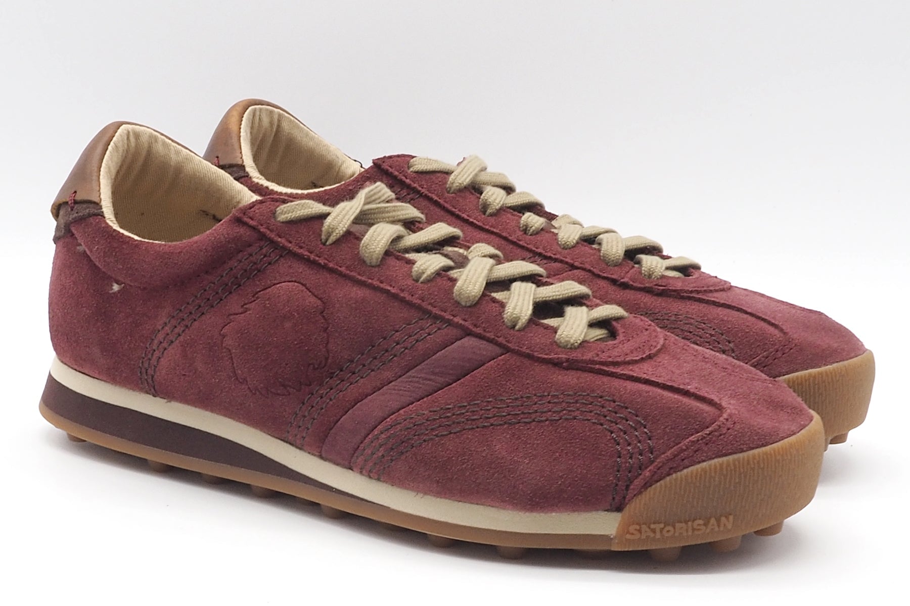 Damen Retro-Sneaker aus Veloursleder in Bordeaux - Stardust Damen Sneaker Satorisan 
